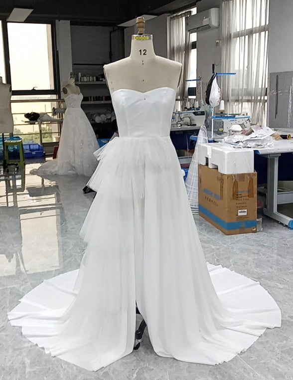 strapless A-line dress white mockup