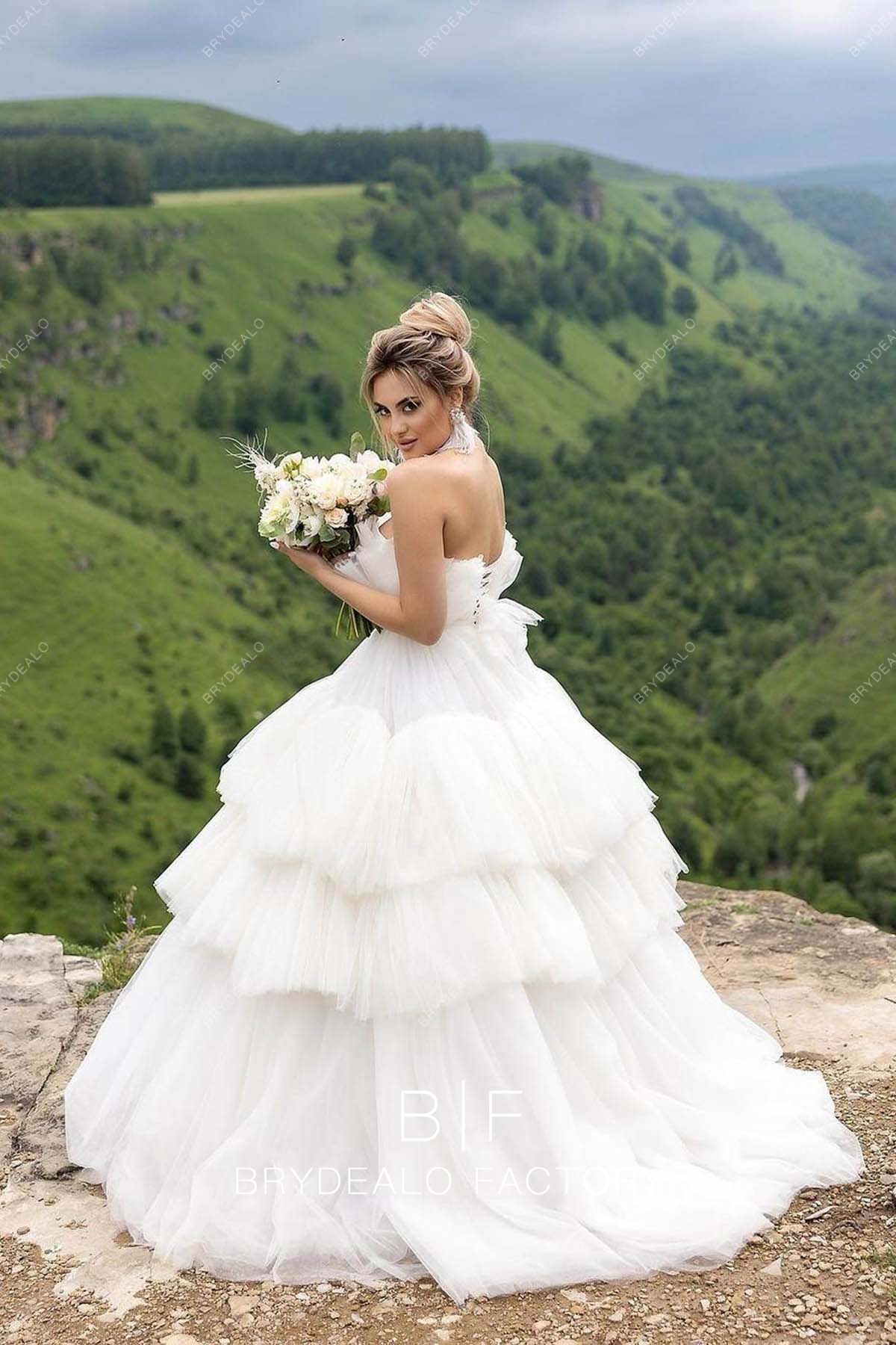 strappy back strapless princess ball gown wedding dress