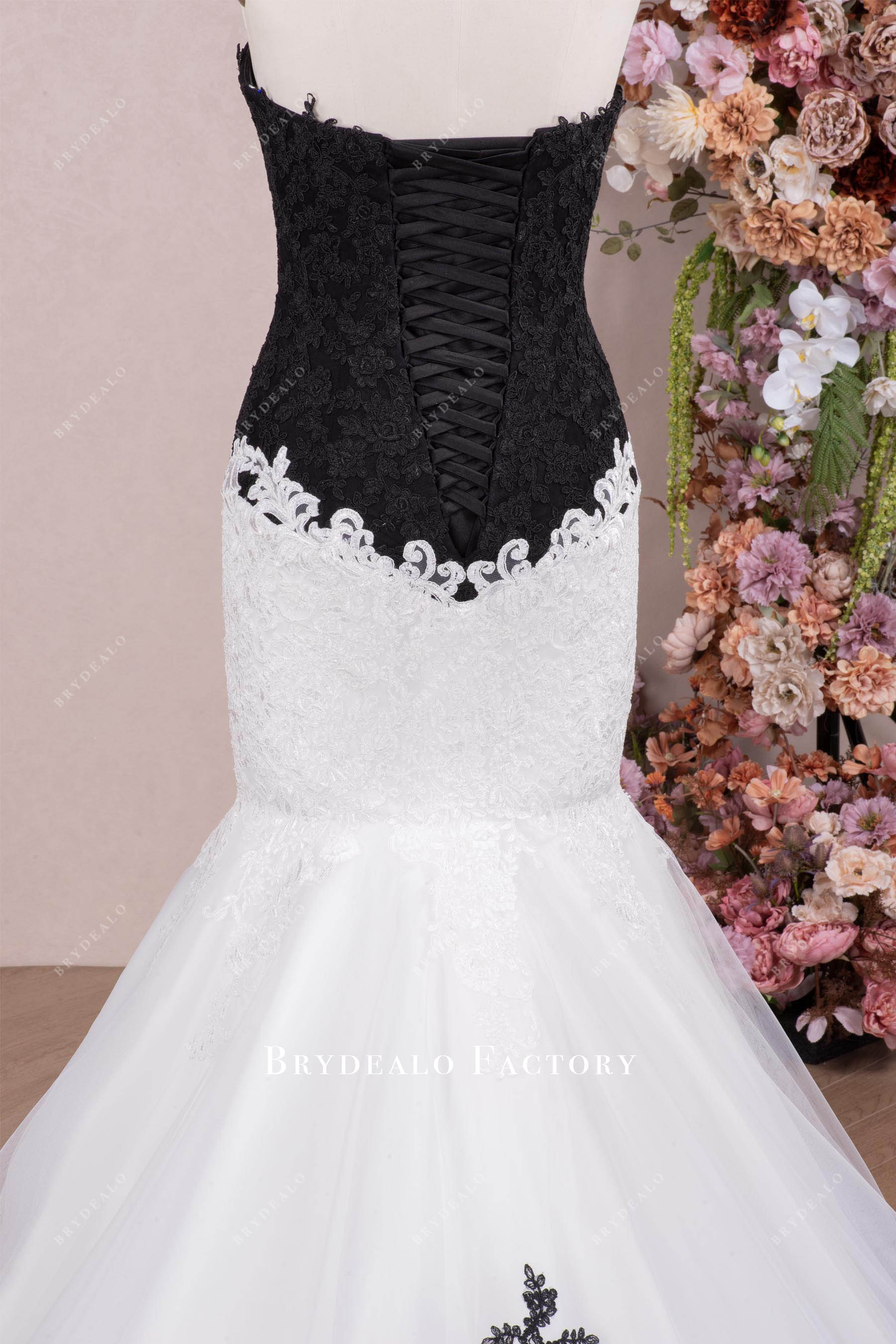 strapless corset back lace wedding dress