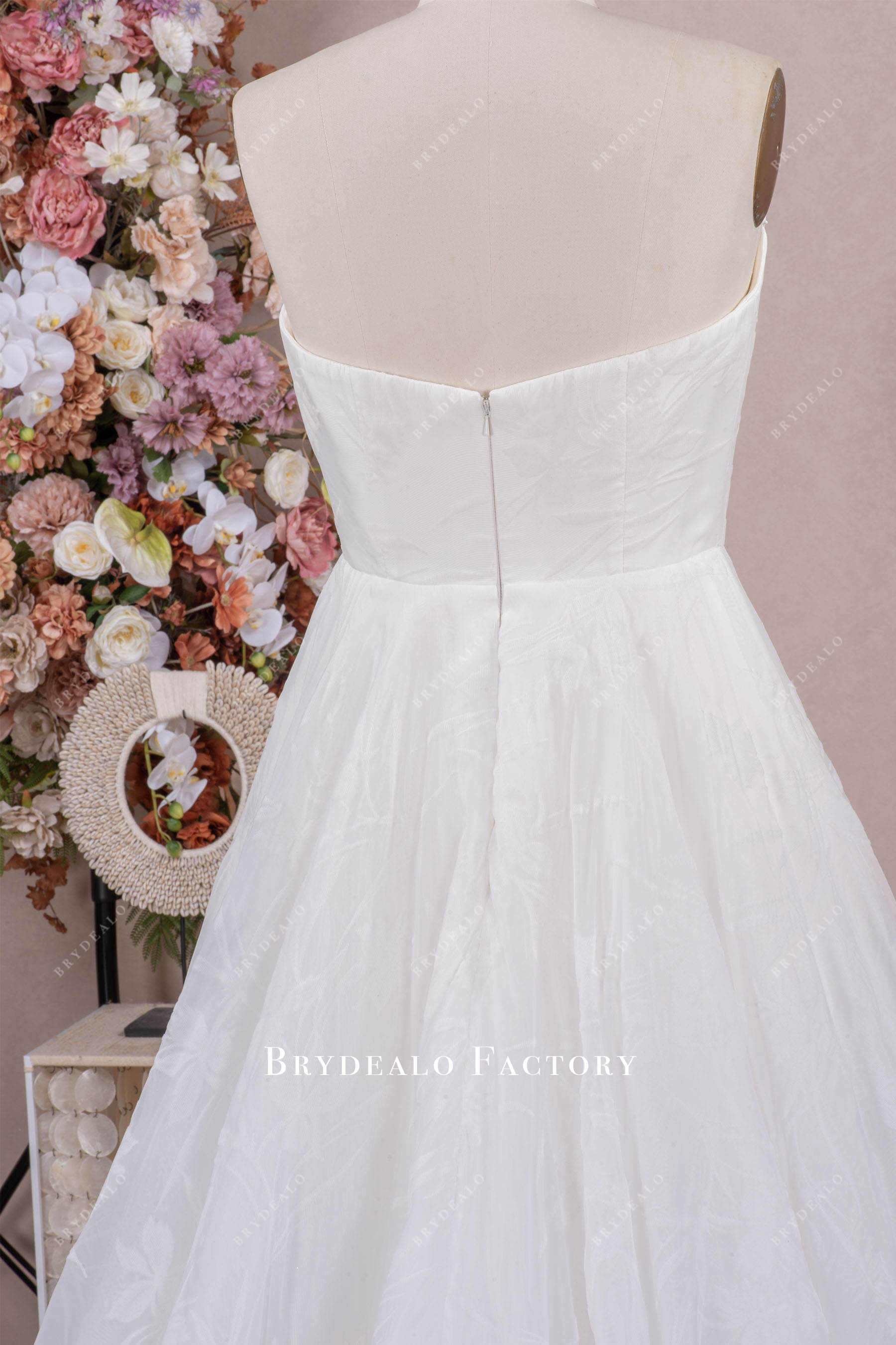 strapless floral fall wedding dress