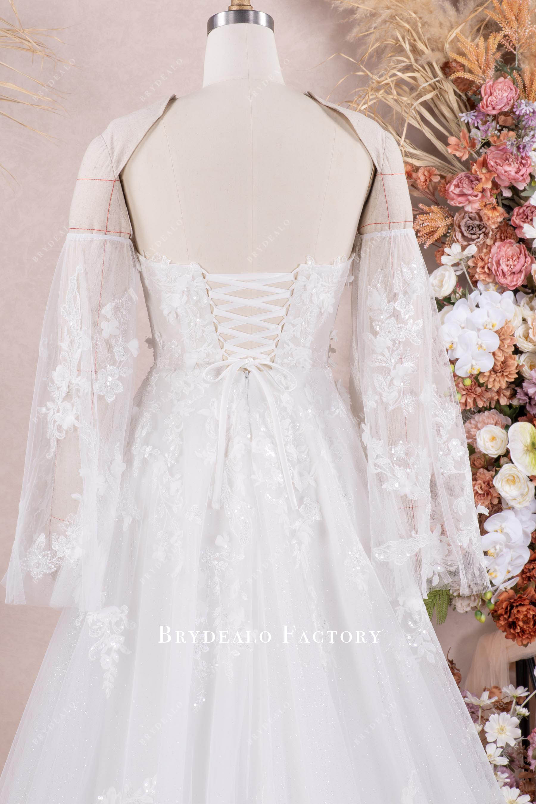 strapless lace up back wedding dress