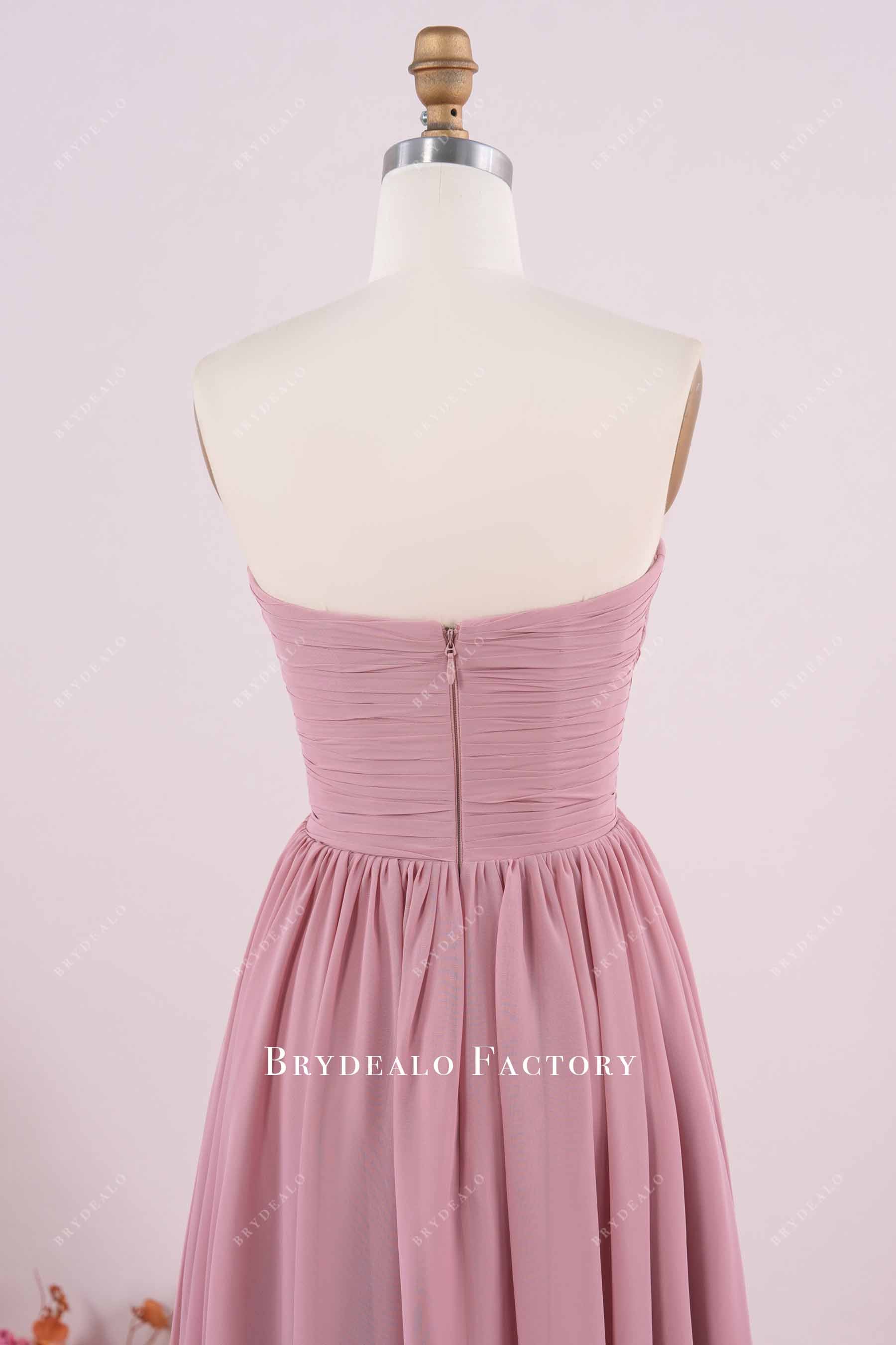 strapless open back bridesmaid dress
