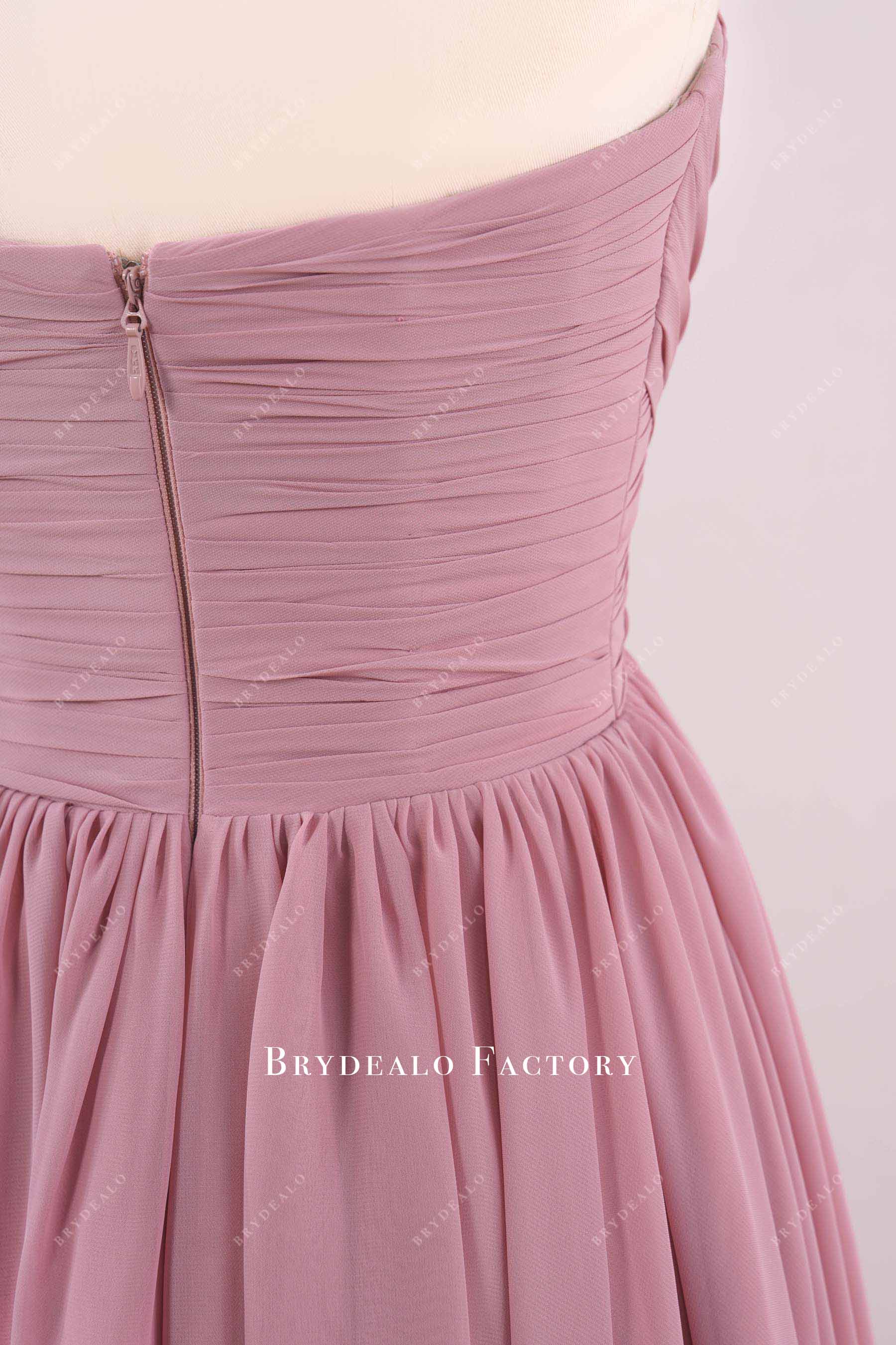 strapless pleated a line evening dress