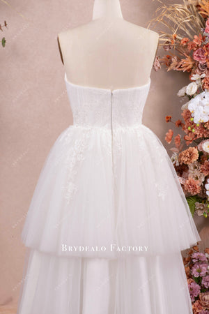 White Strapless Tulle Short Modern City Wedding Dress