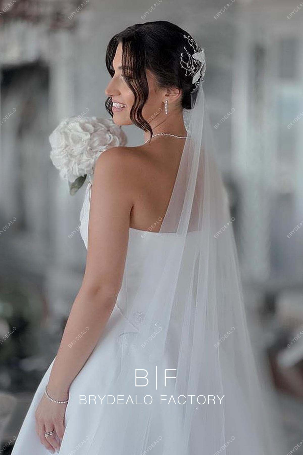 strapless satin designer bridal dress