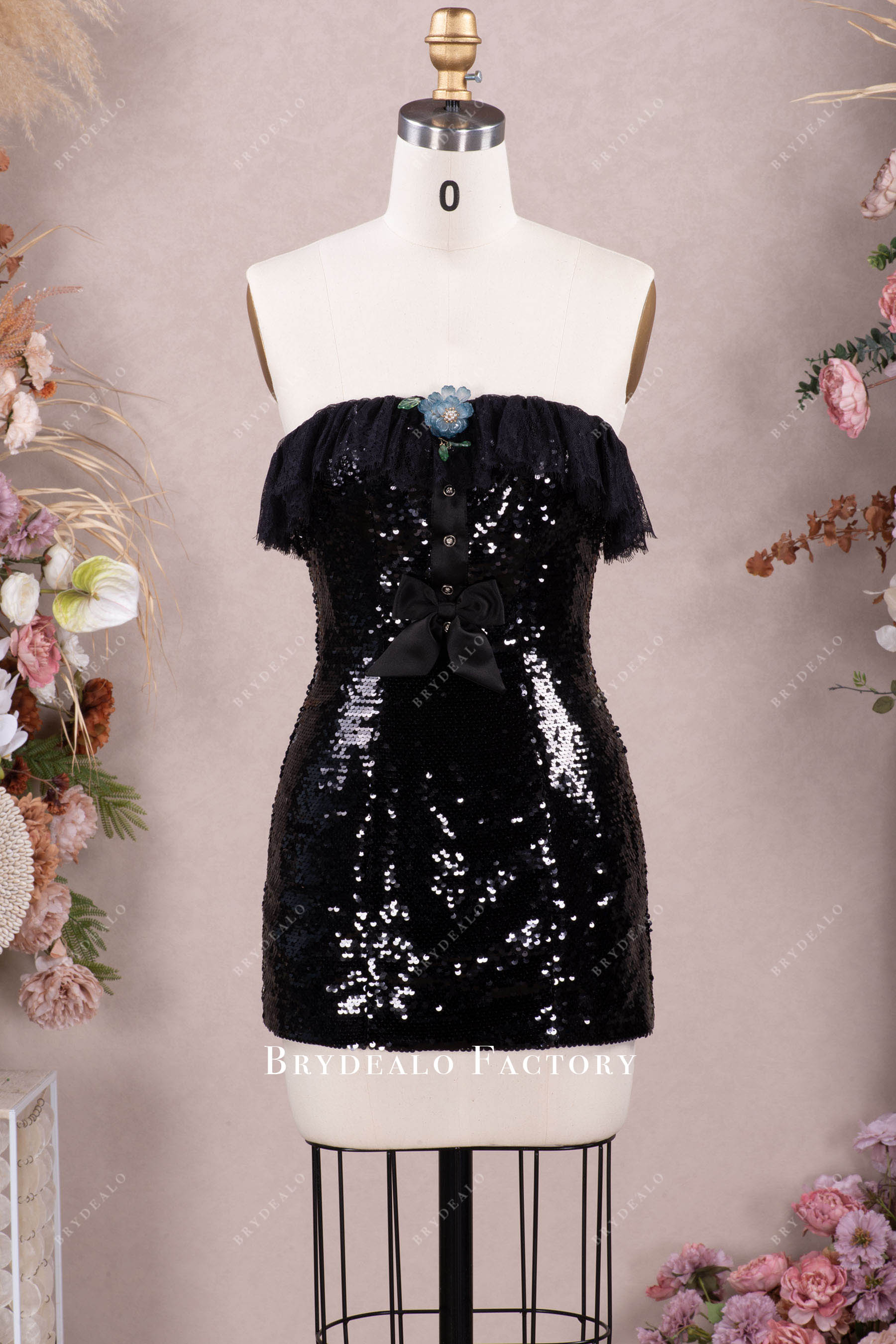 strapless sequin mini dress