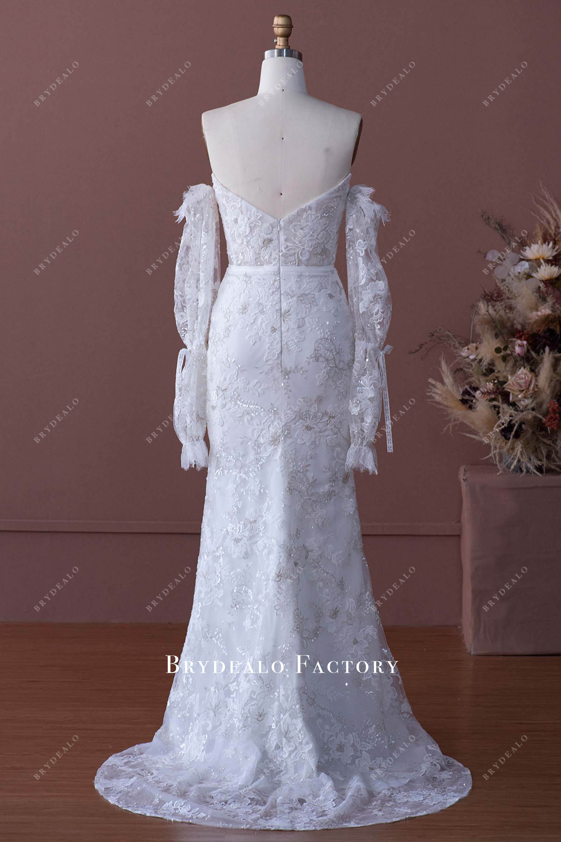 strapless sweep train wedding dress