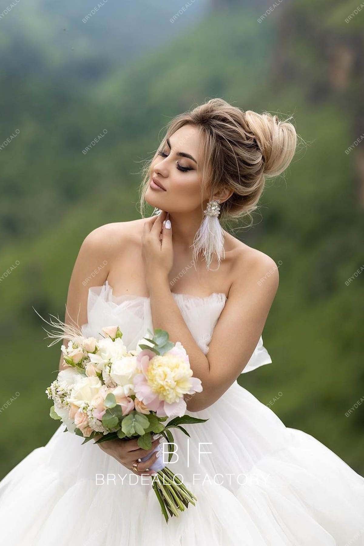 strapless tulle custom destination wedding gown