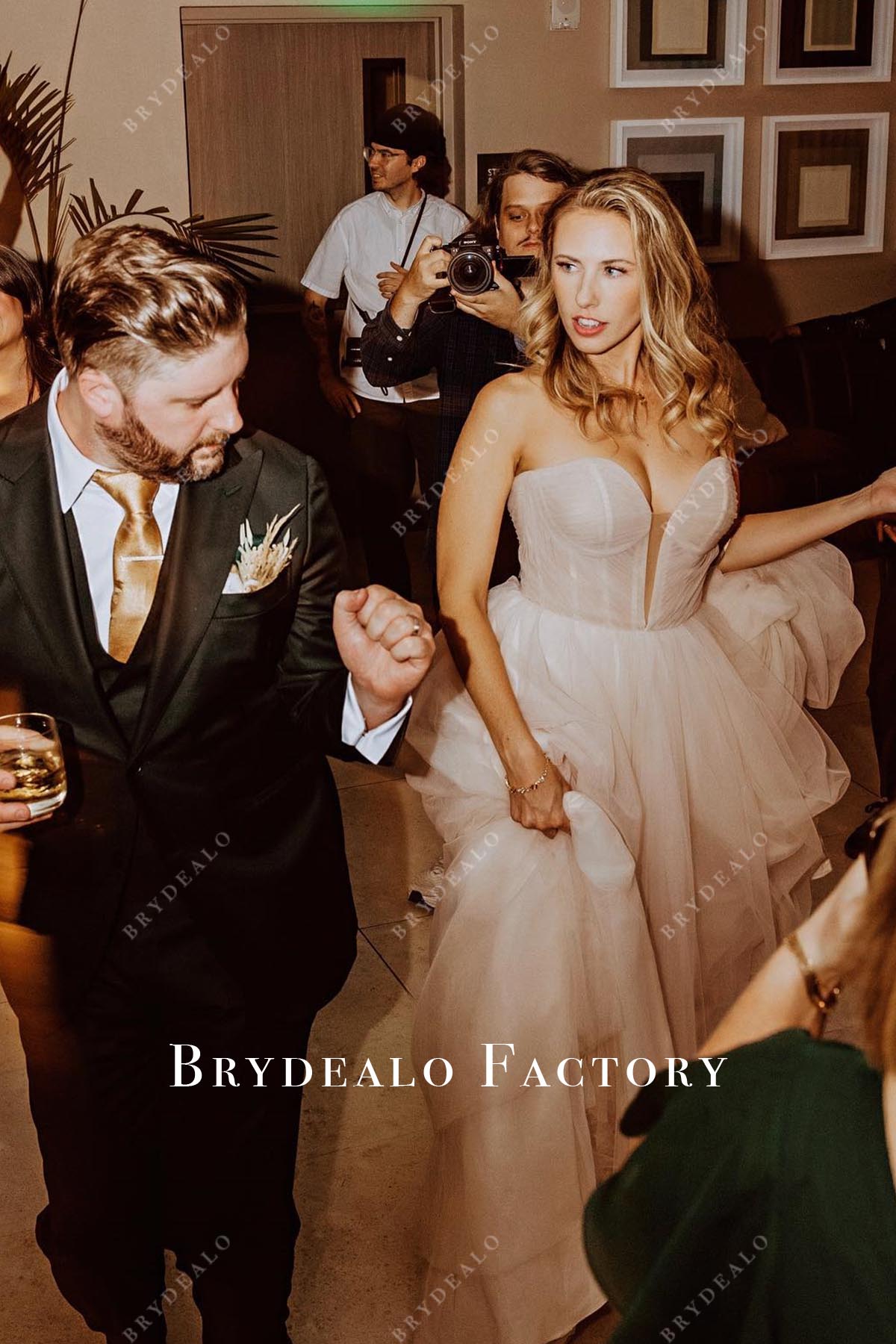 strapless visible boning wedding dress