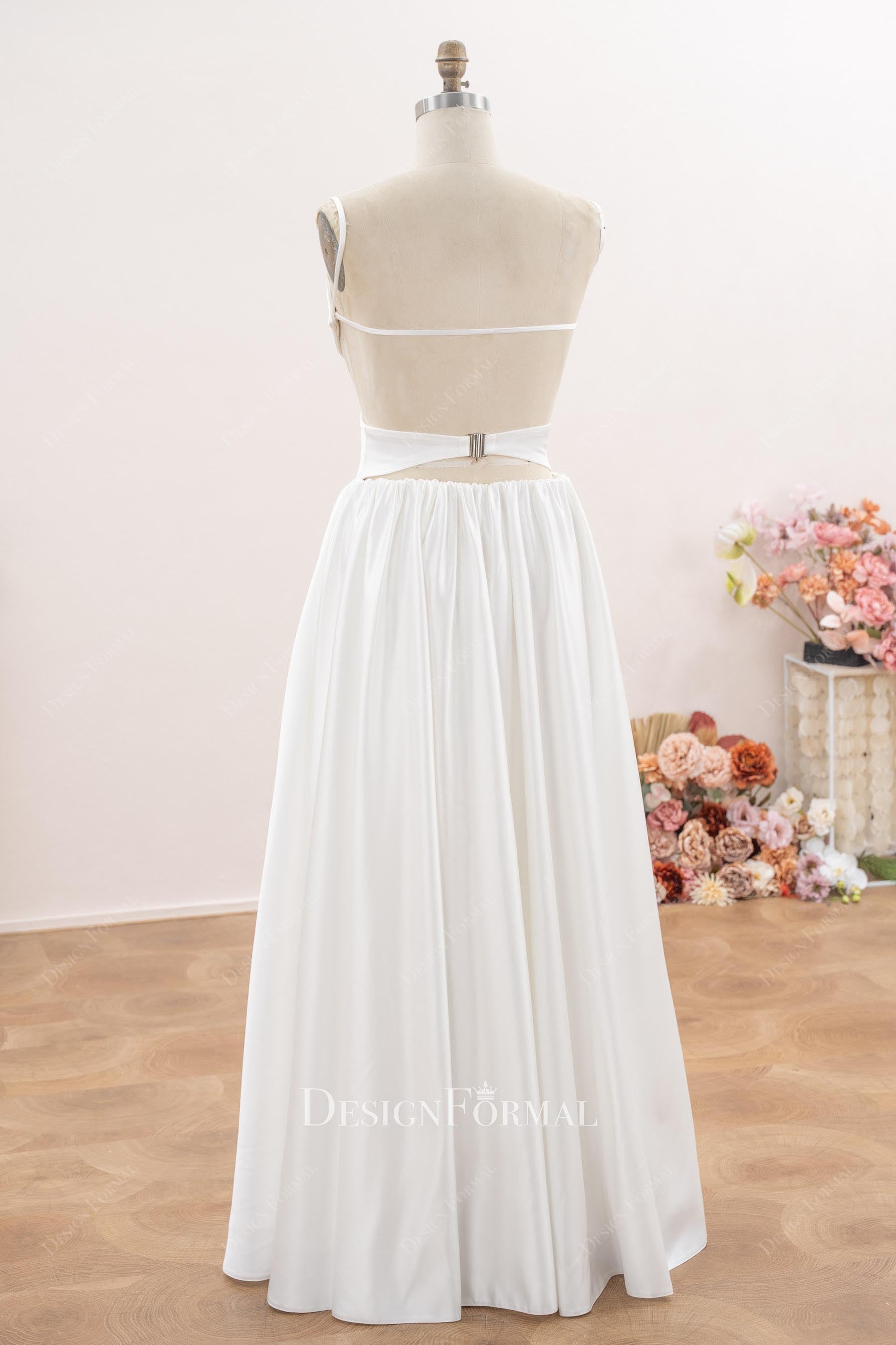 straps back a line wedding dress