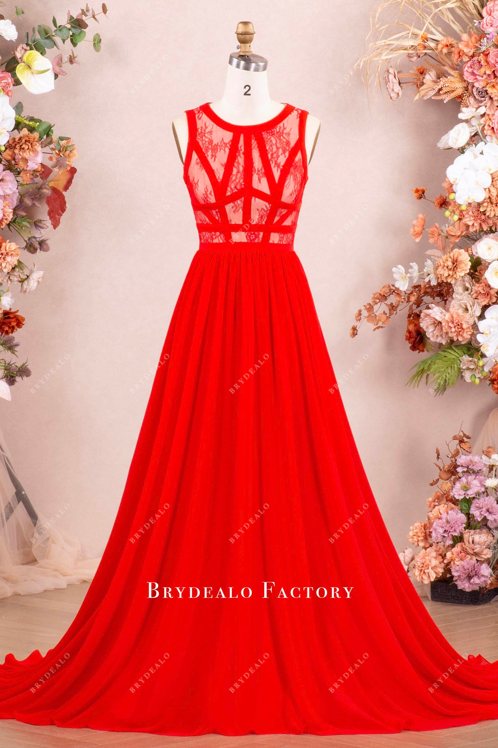 Red Chiffon Formal Dress New Arrive Party Dress Evening Dress main image 1