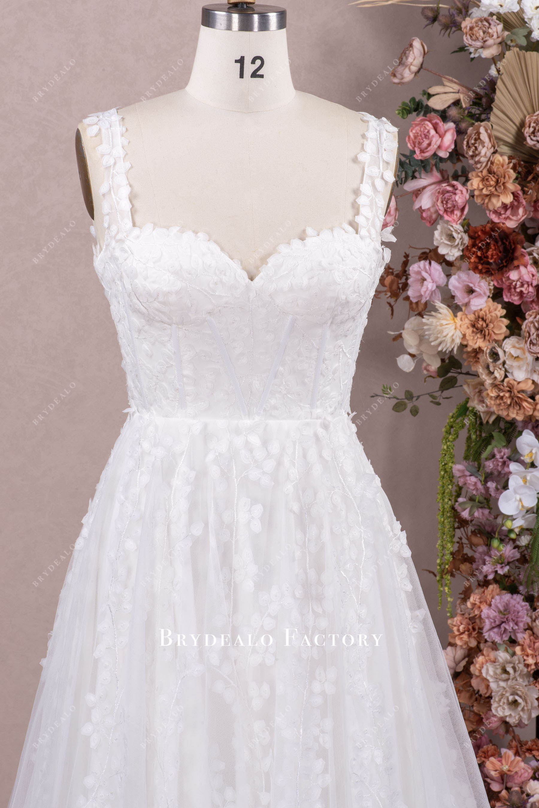 straps sweetheart neck wedding gown