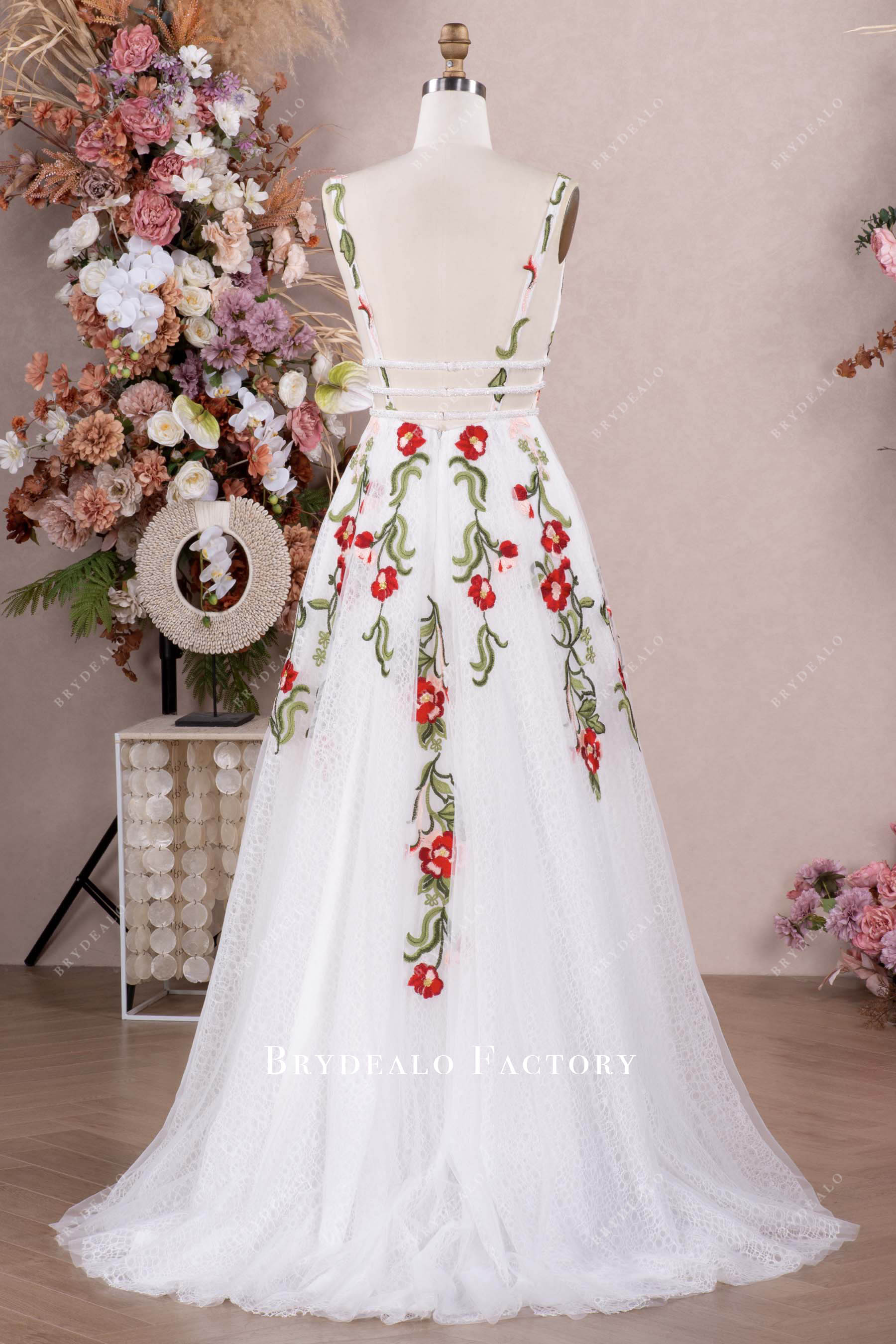 sweep train lace wedding dress