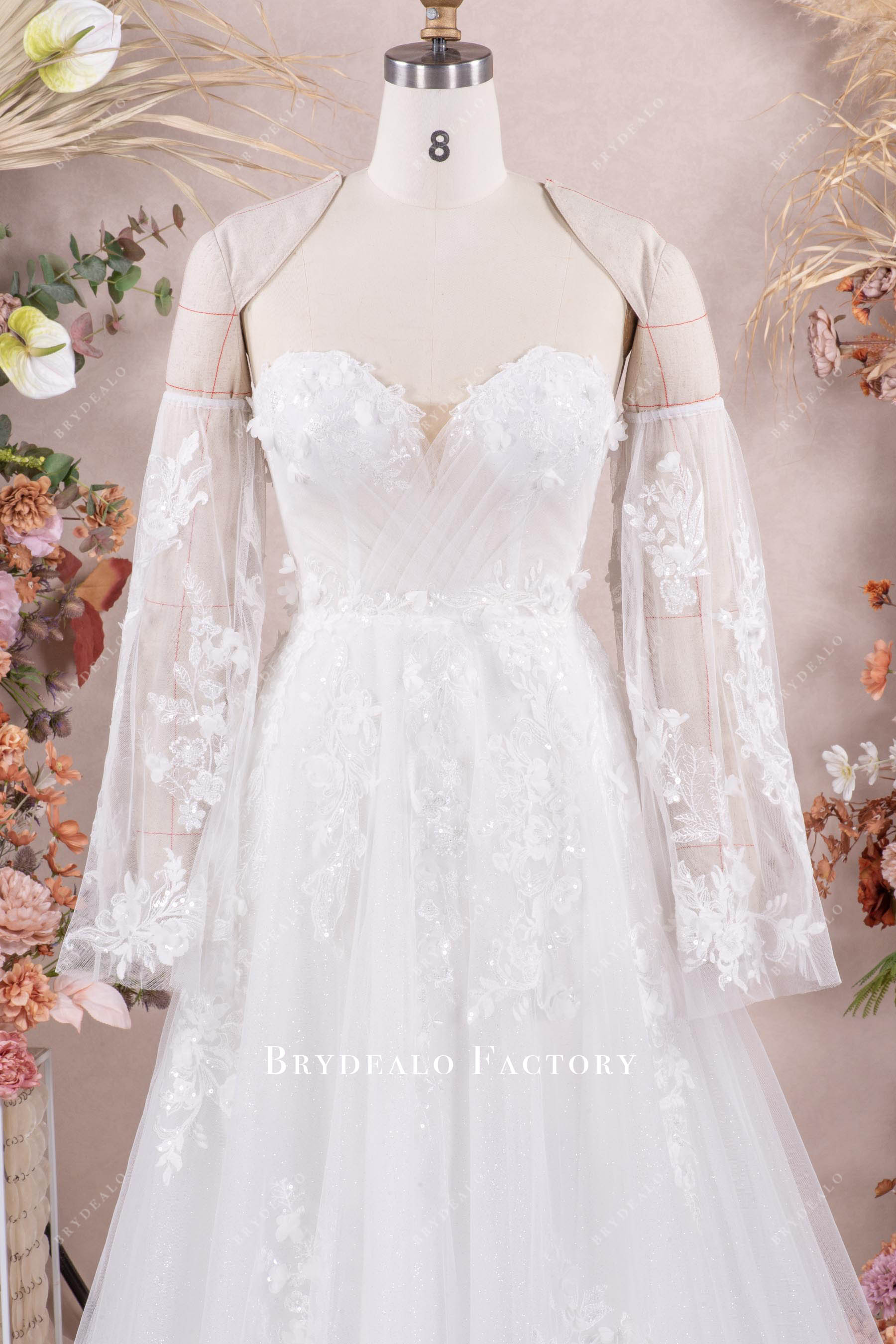 sweetheart lace tulle wedding dress