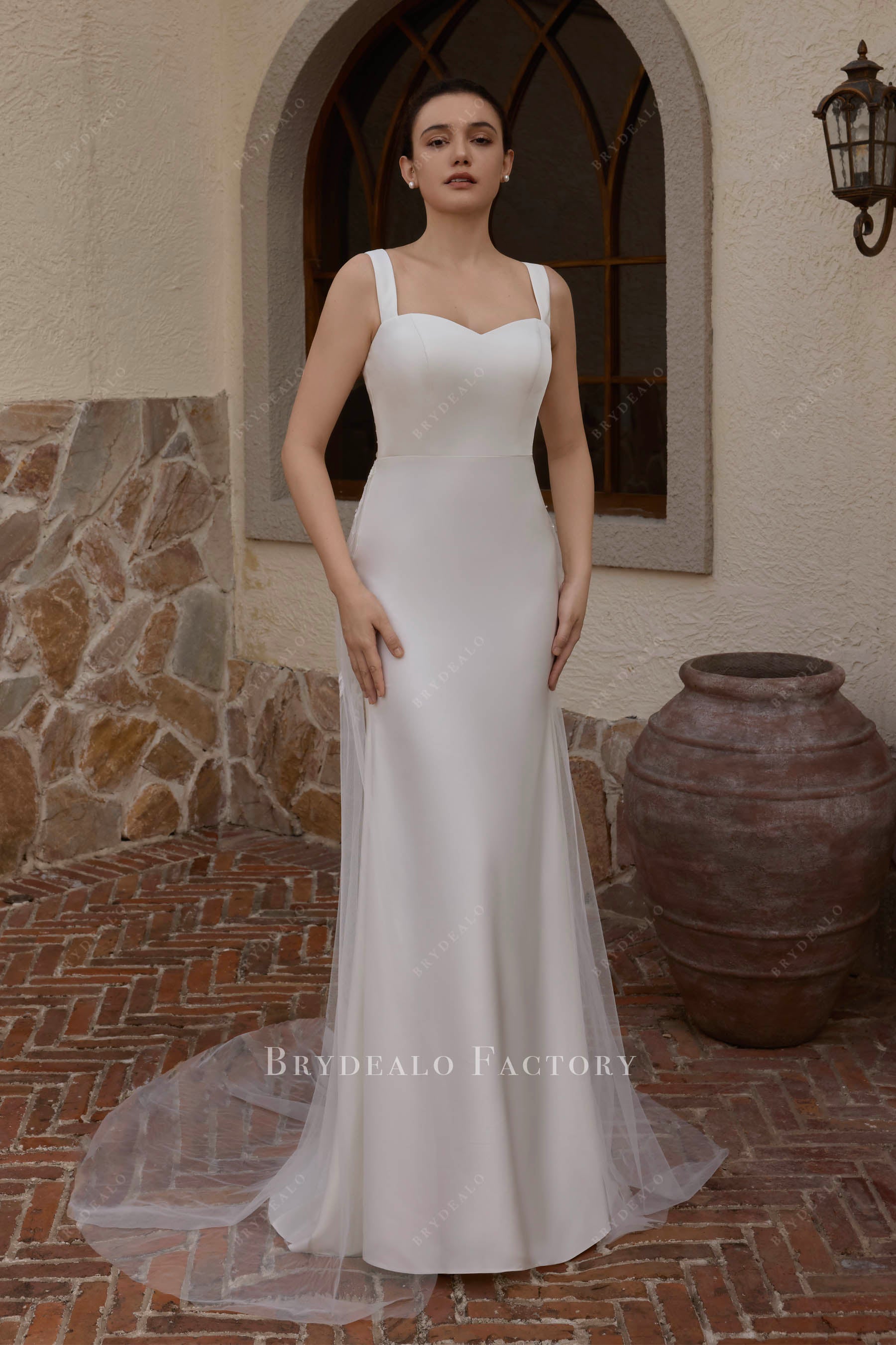 sweetheart neck crepe bridal gown