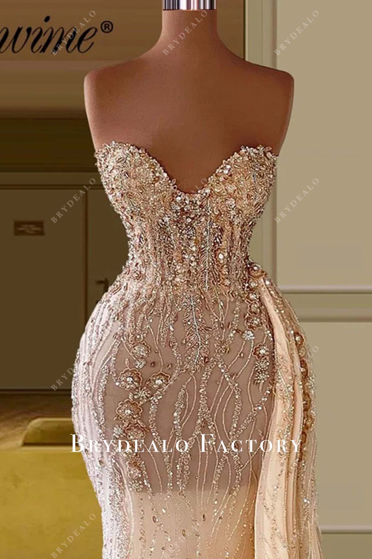 sweetheart neck rhinestones prom dress