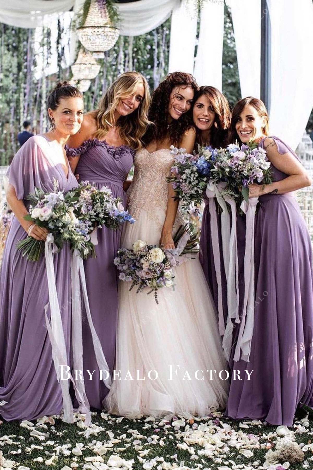 tahiti v neck mismatched bridesmaid dresses