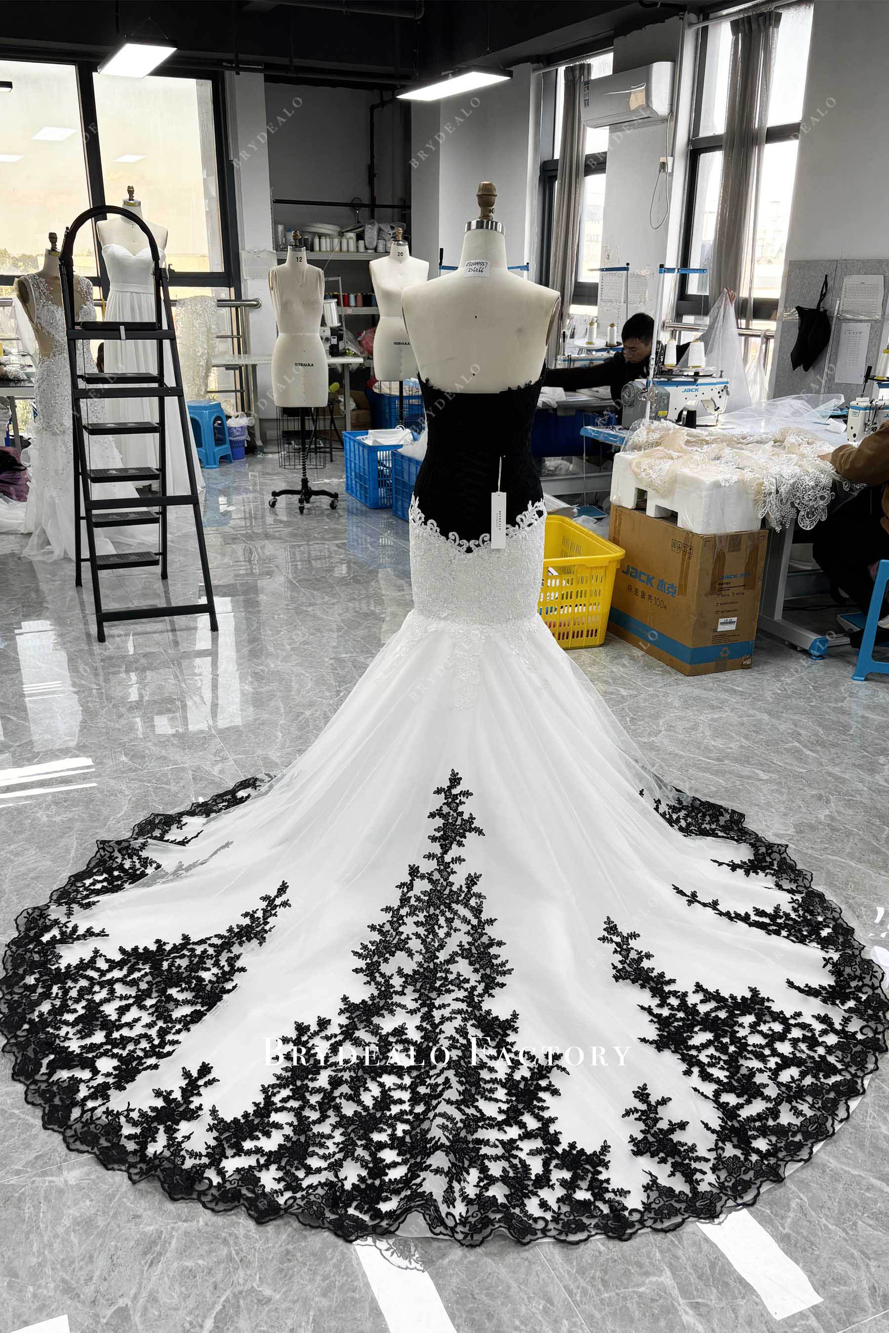 tailor made lace goth wedding dress
