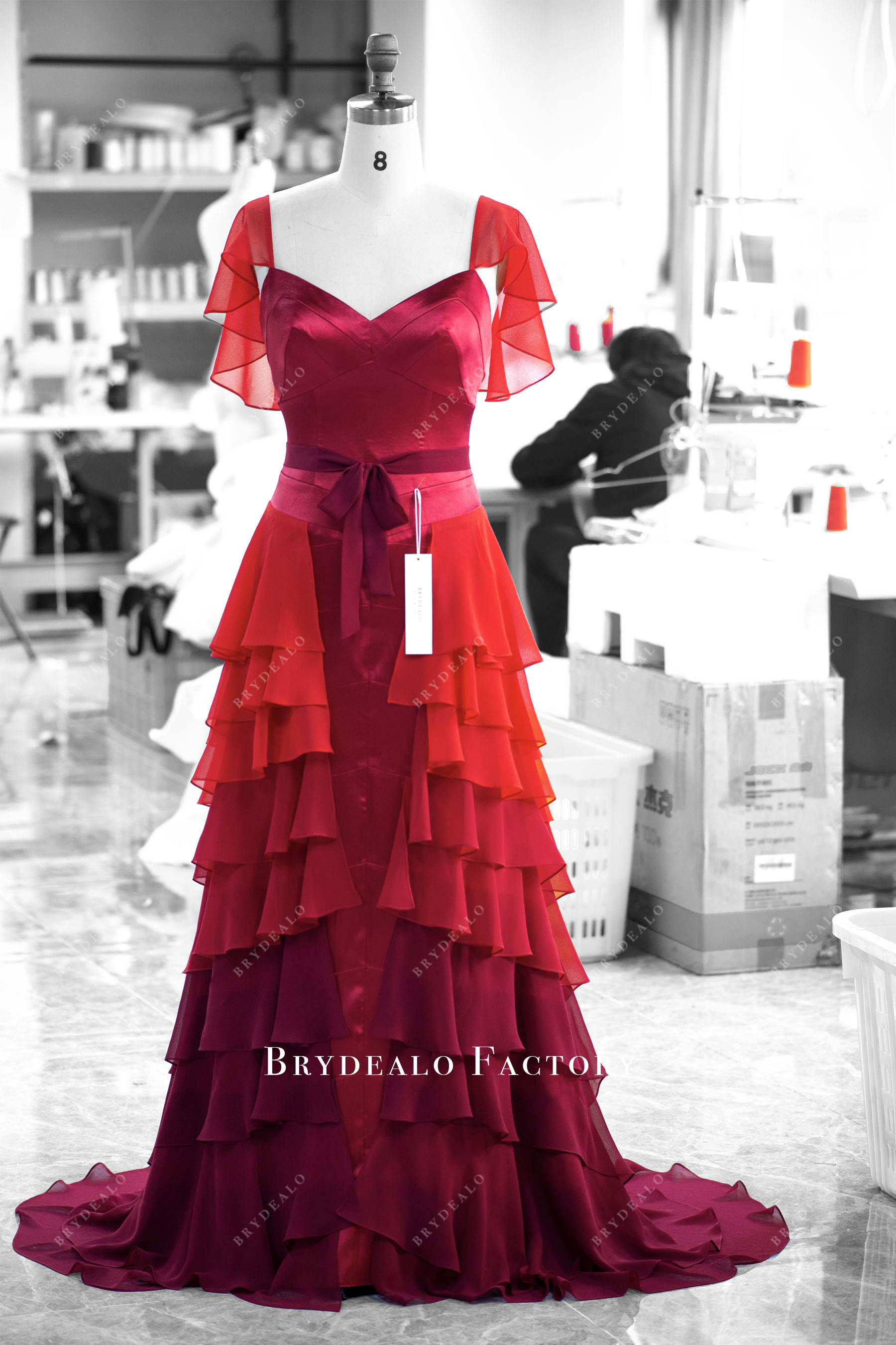 Red ombre prom dress sales