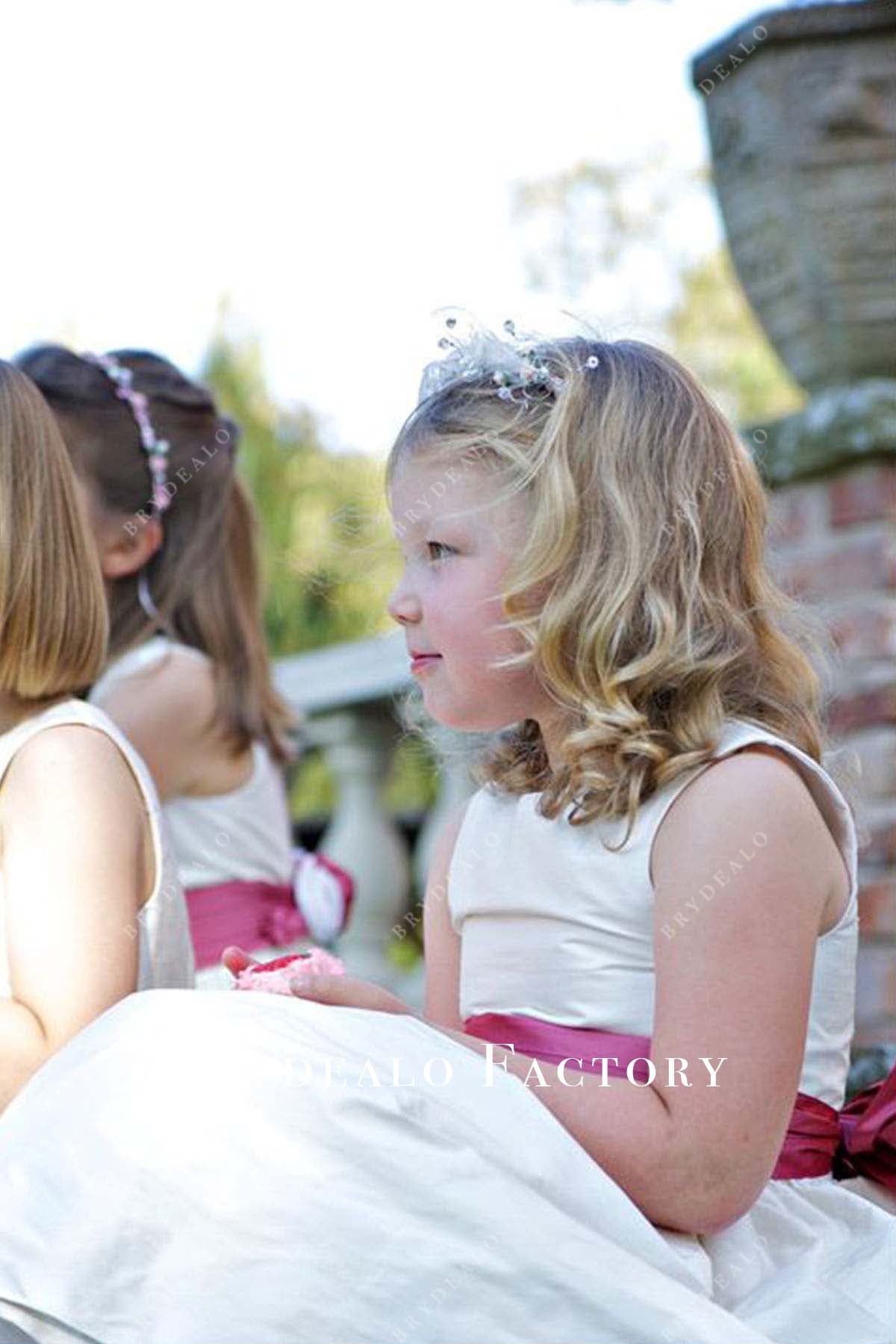 white tea legnth flower girl dress