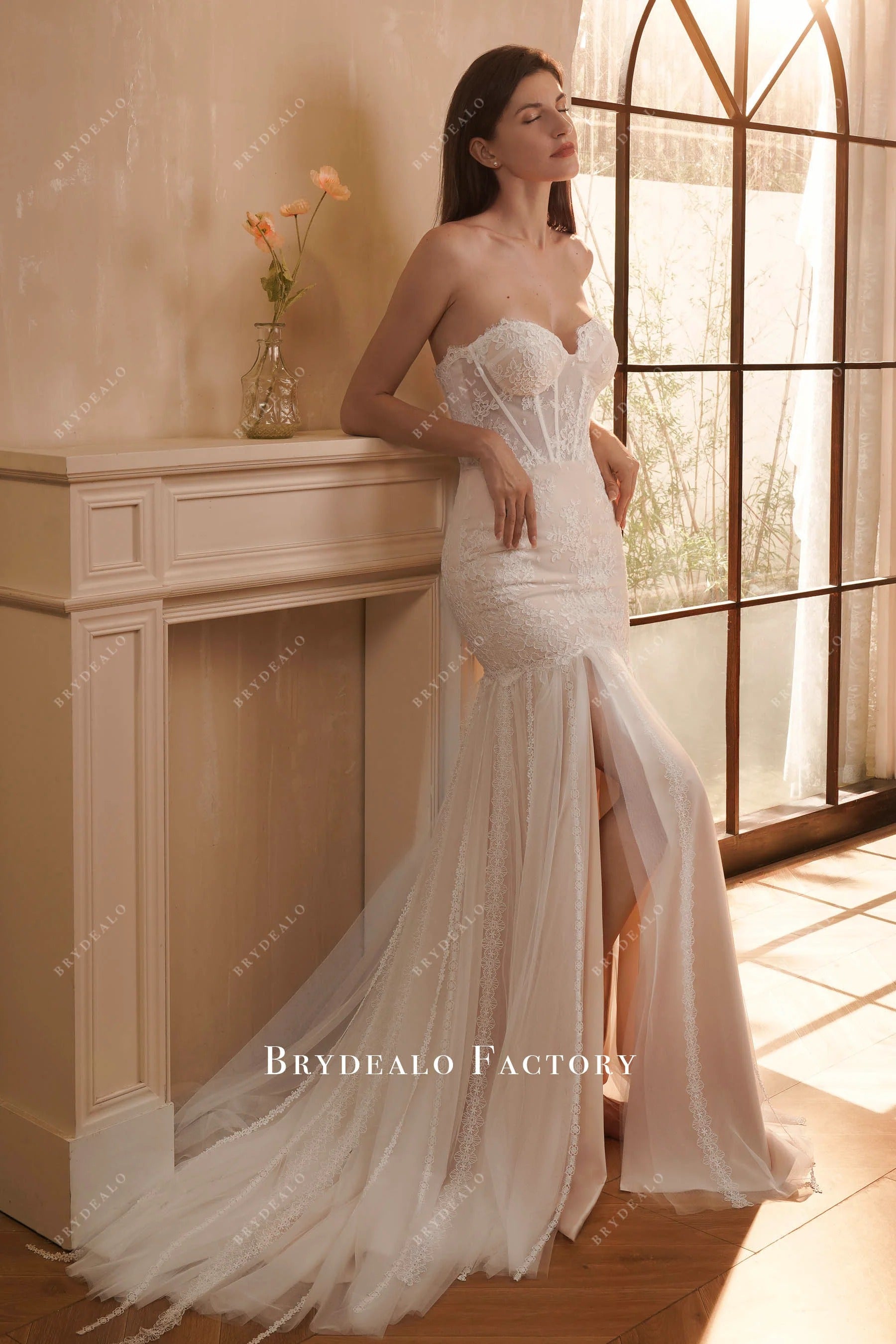 thigh slit wedding dress