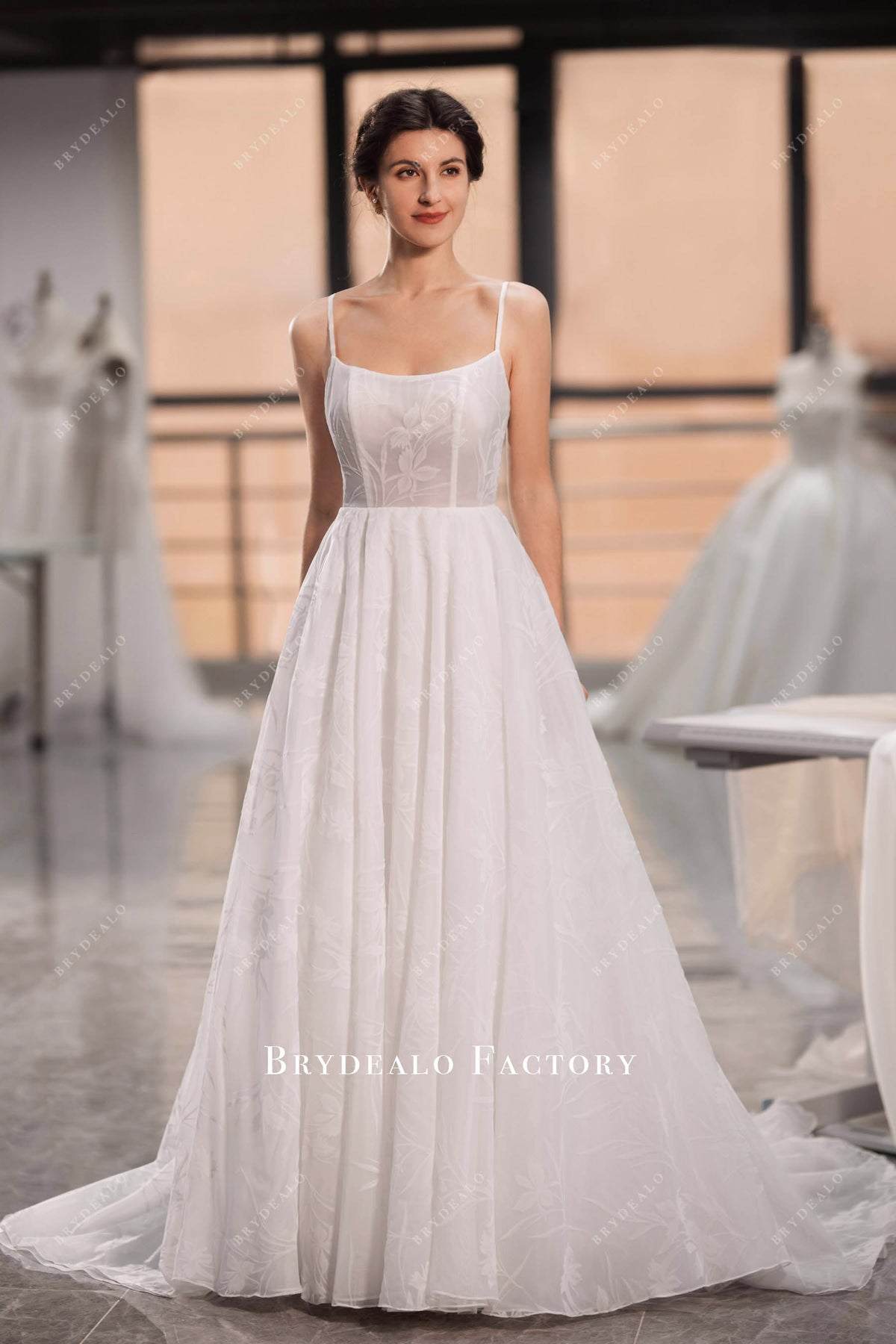 Scoop Neck Sleeveless Cute Appliques Custom Make Organza Wedding Party Dresses, WD0170