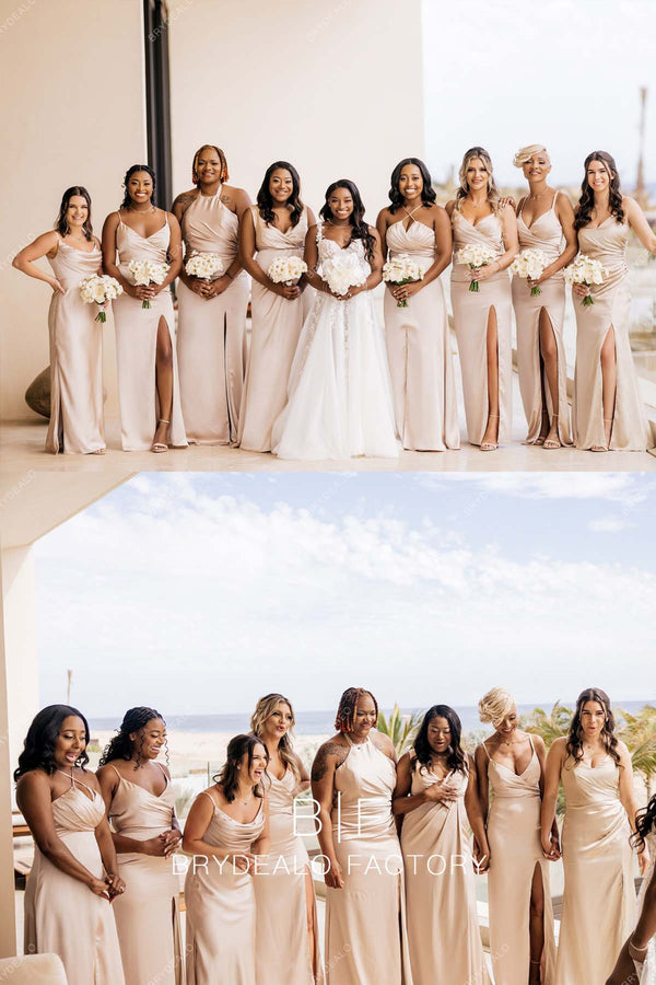 Chic Sleeveless Long Mismatched Bridesmaid Dresses main image 1