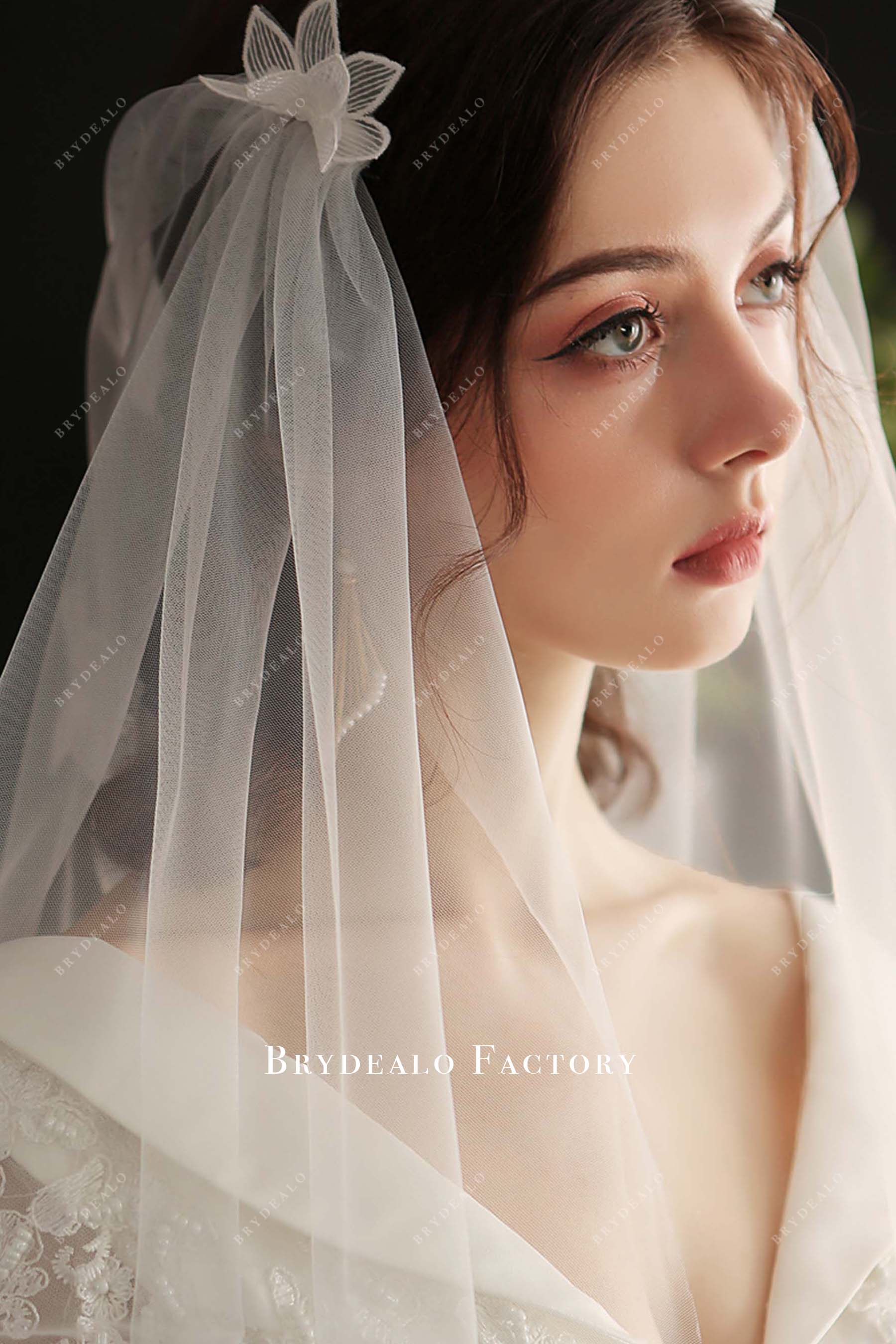 tulle 3d floral bridal veil