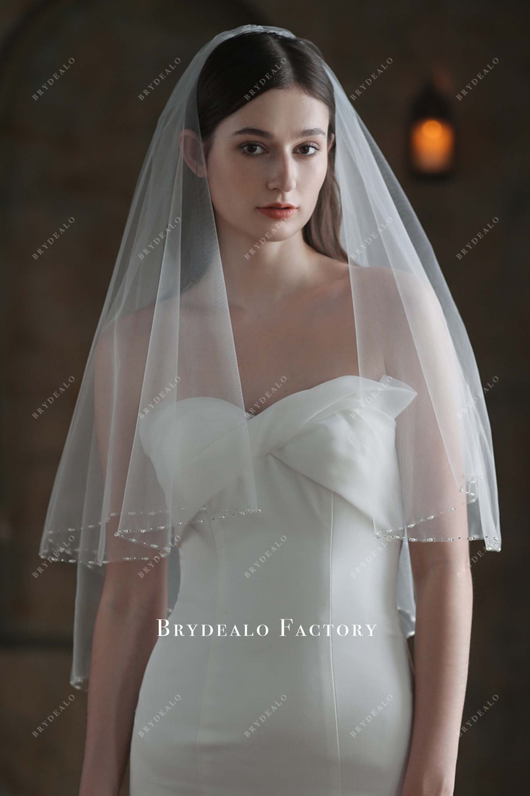 tulle elbow length bridal veil