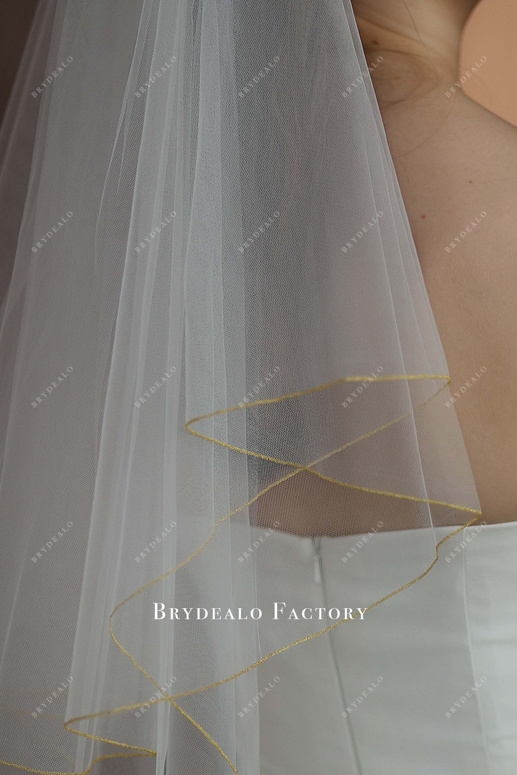 tulle gold edge bridal veil