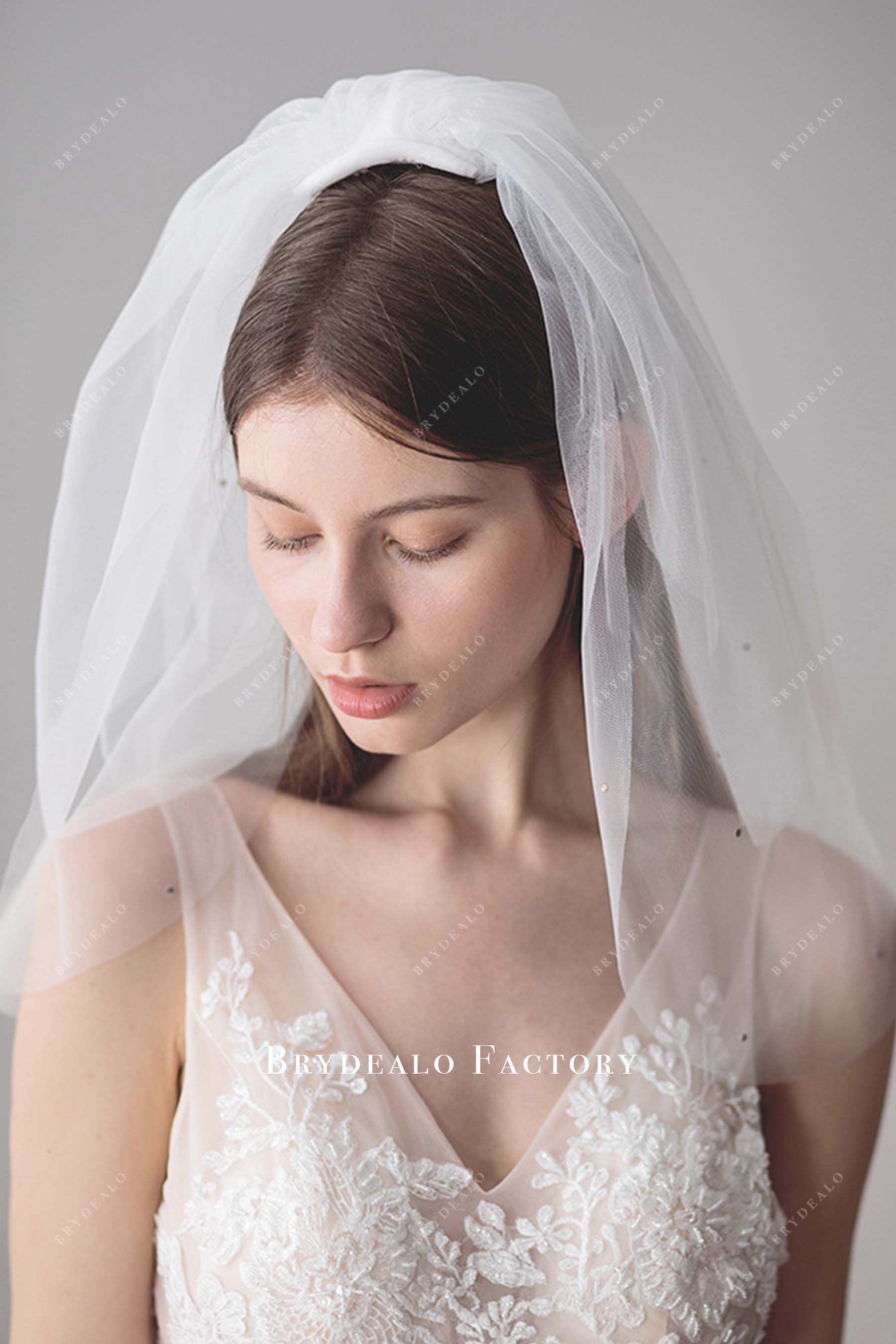 tulle raw cut bridal veil