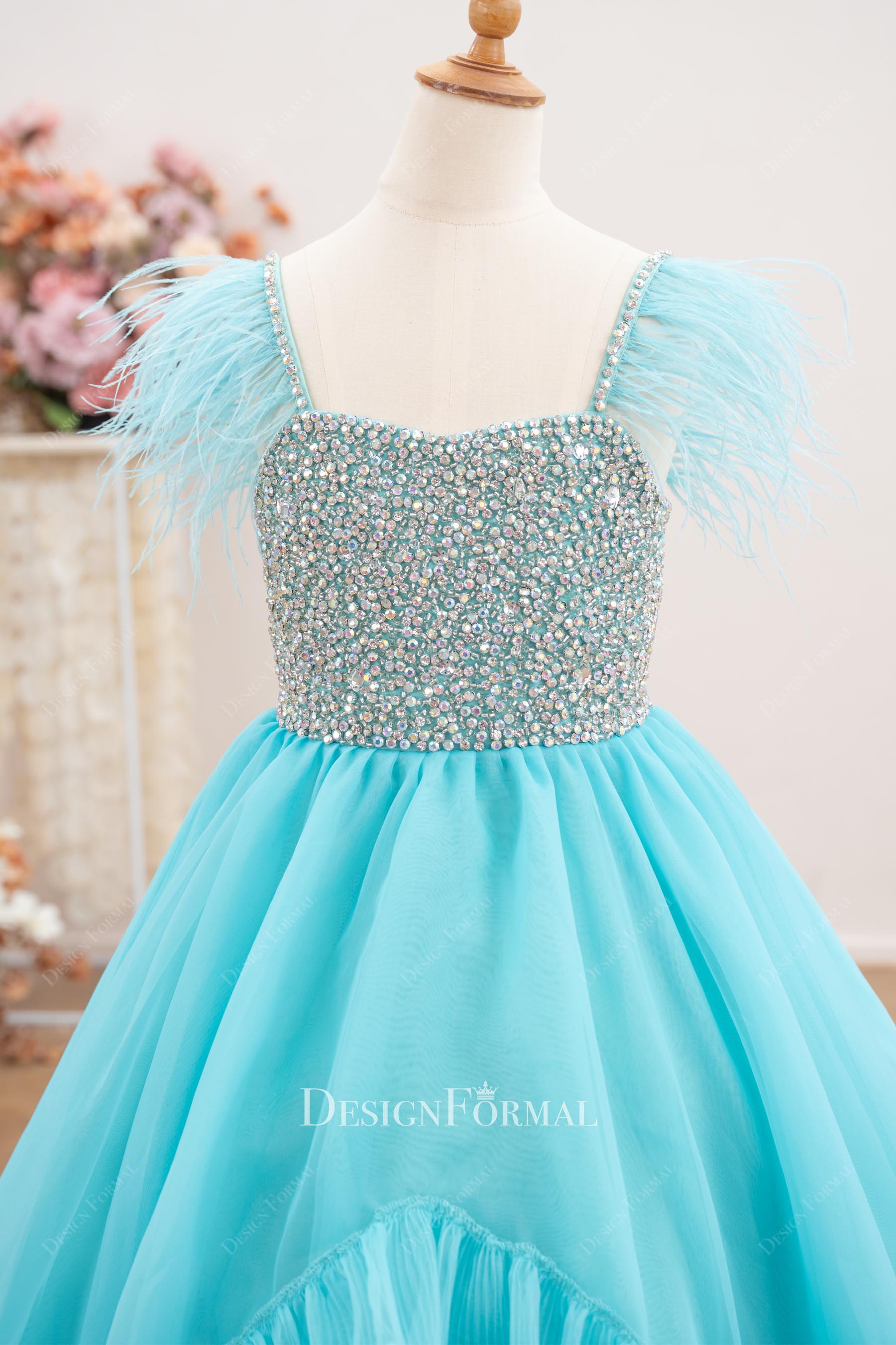 turquoise semi sweetheart pageant gown