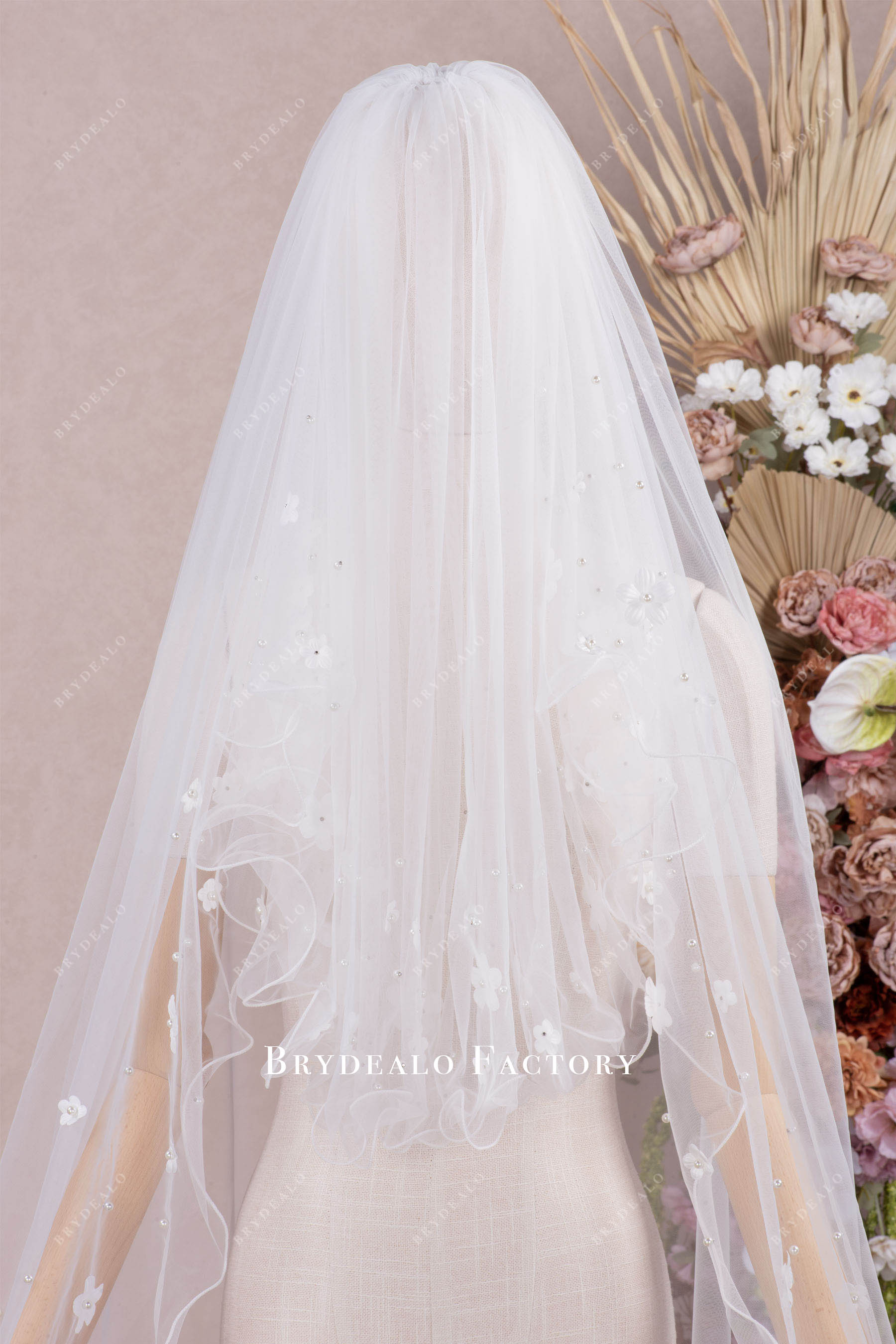 two tier flower veil