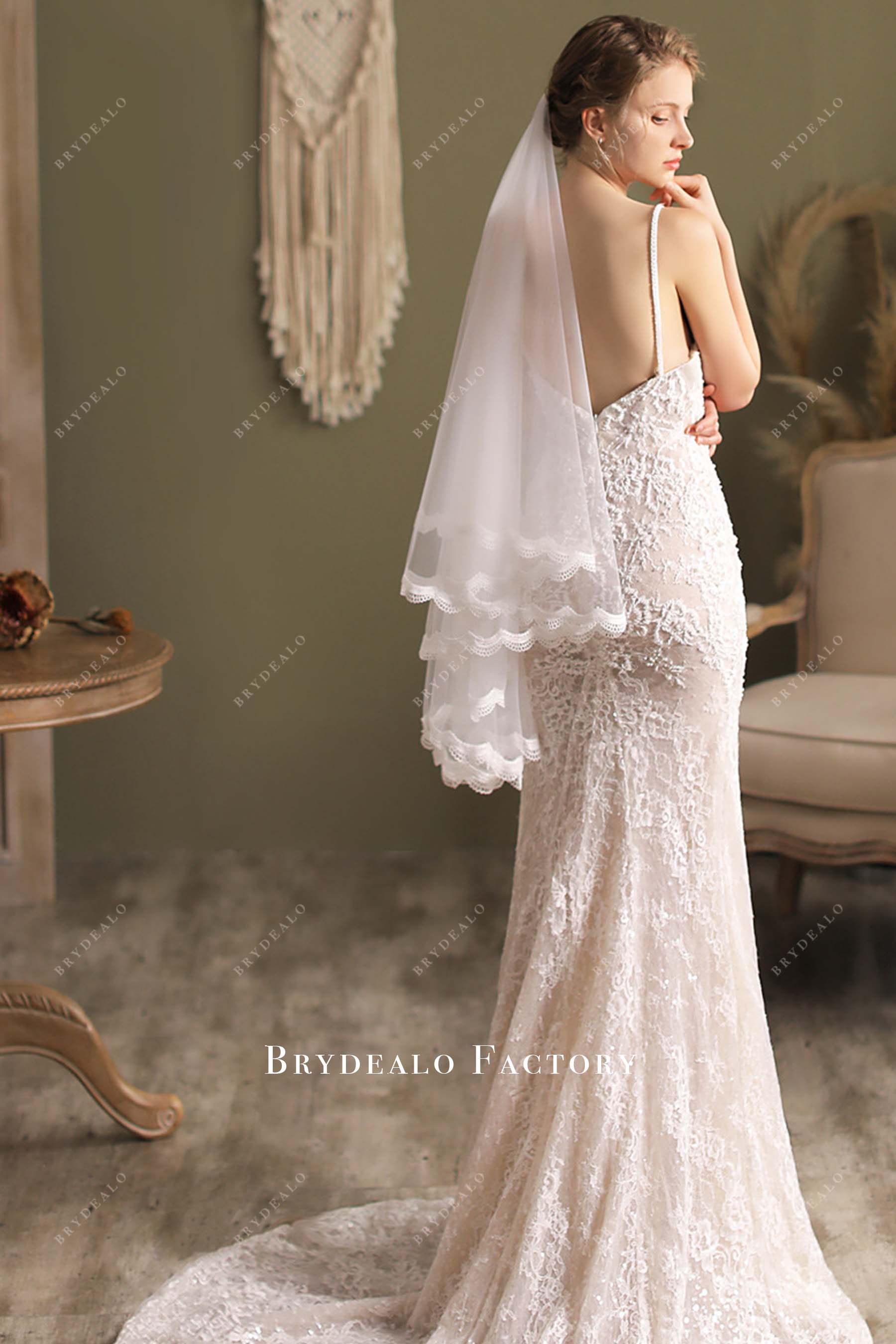 two tier net bridal veil