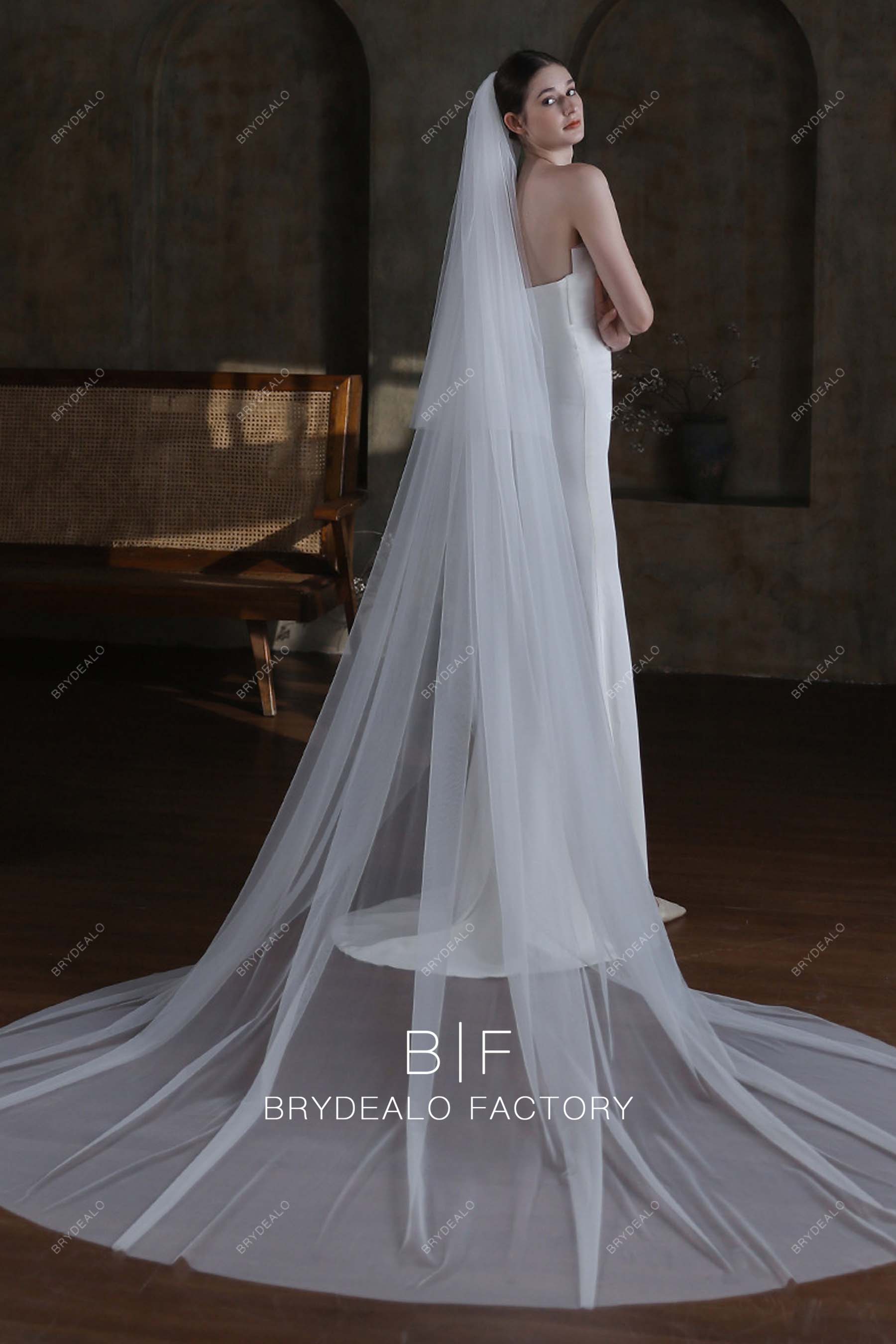 two tier tulle bridal veil