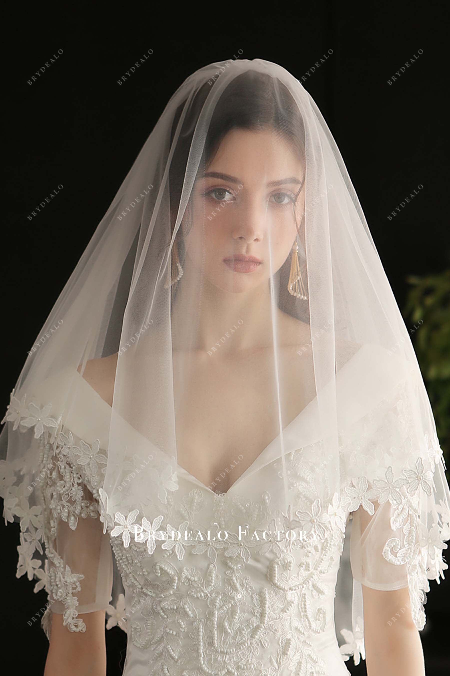 two tier tulle bridal veil
