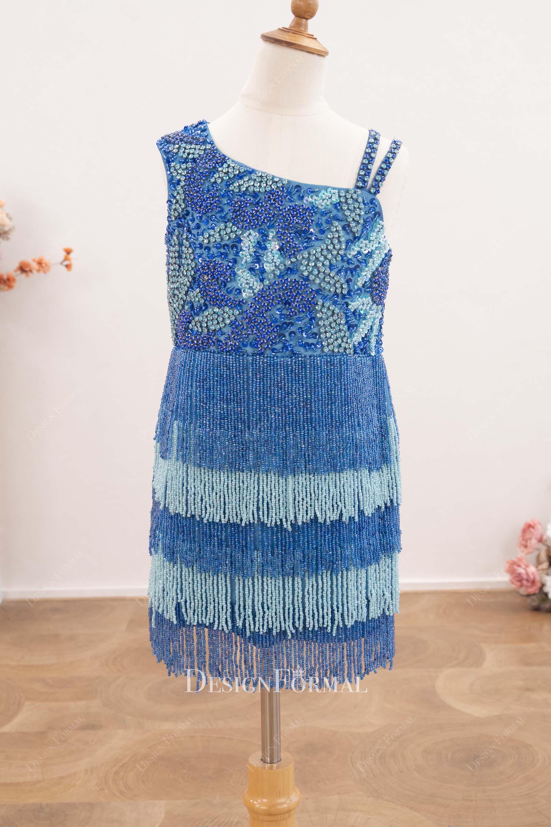 two tone beaded pageant dress