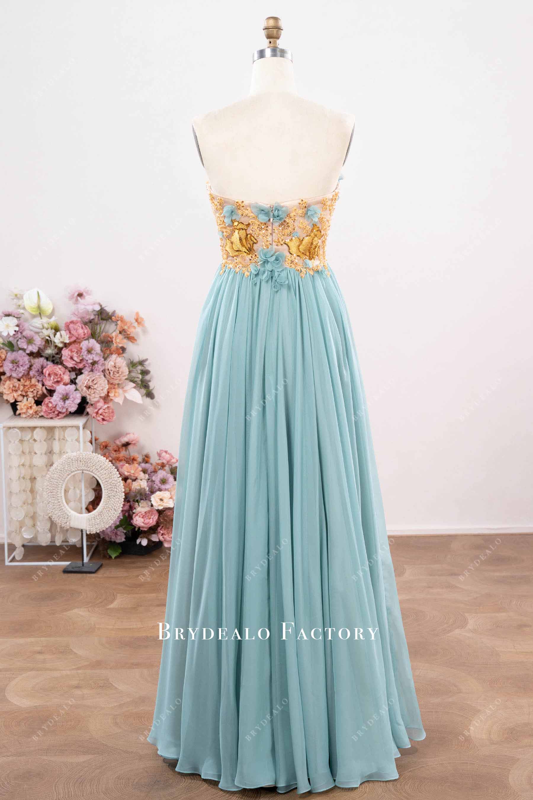 two tone floor length evening dress