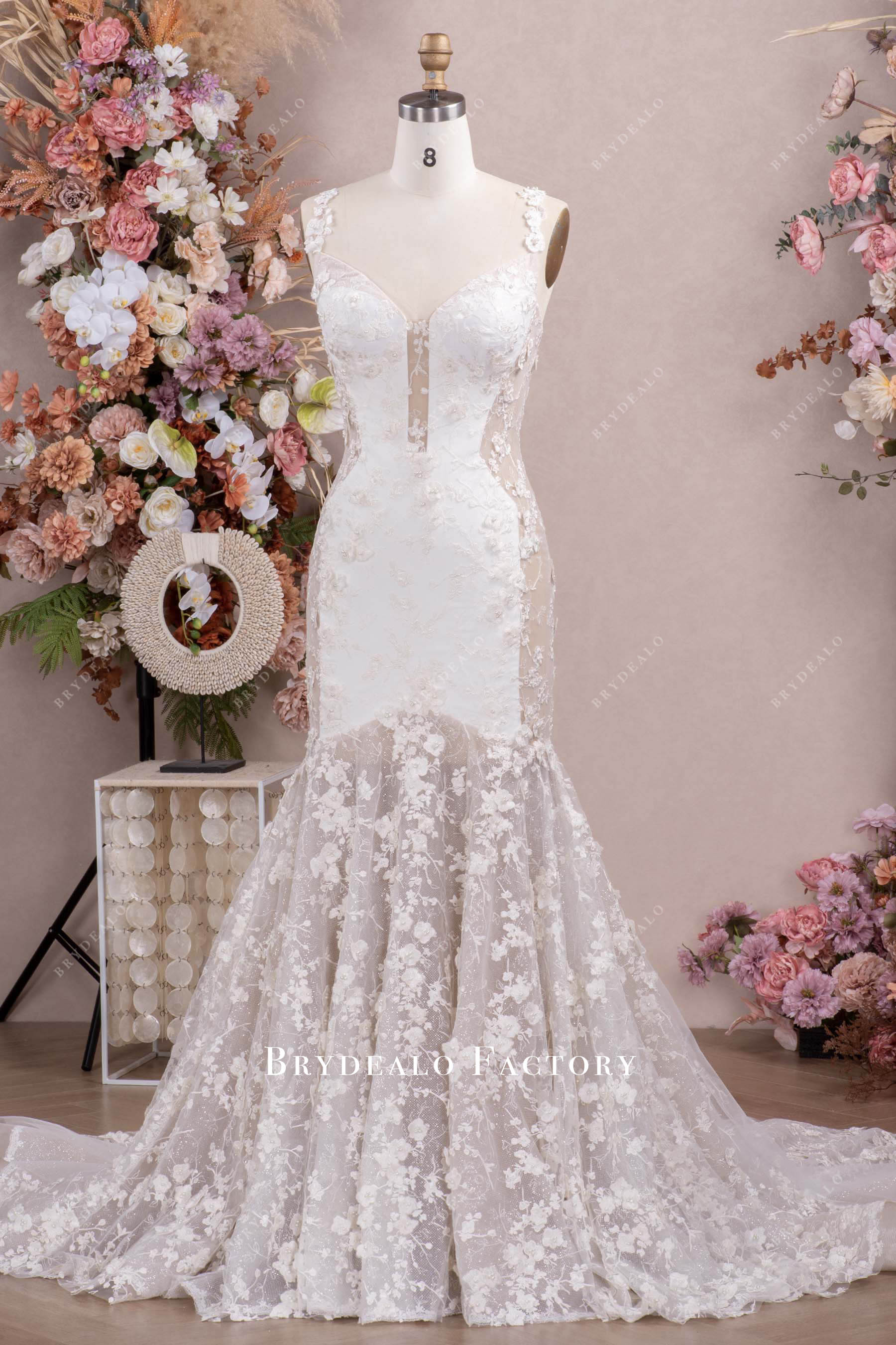 two-tone lace mermaid bridal gown