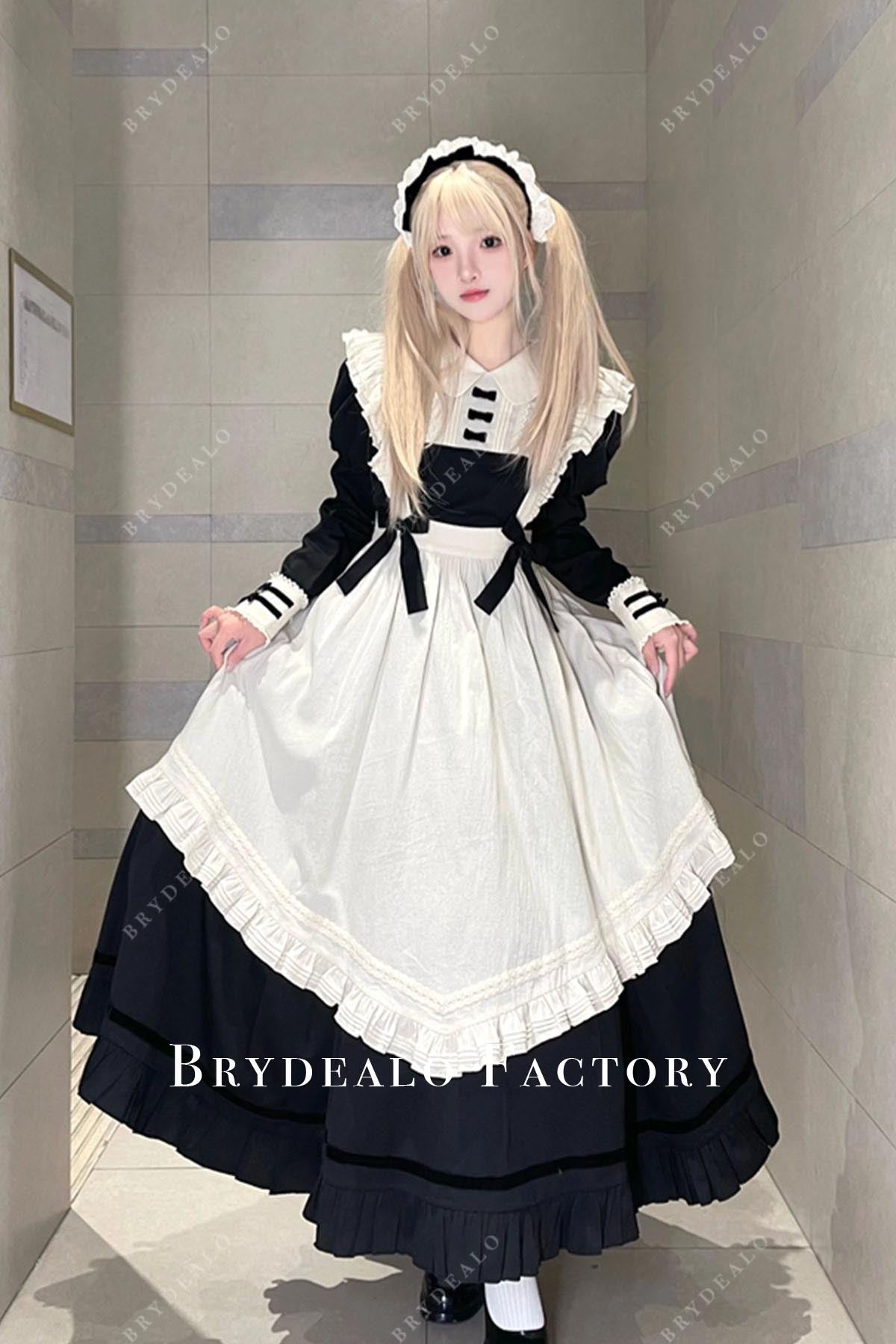 two tone long sleeves maid lolita dress