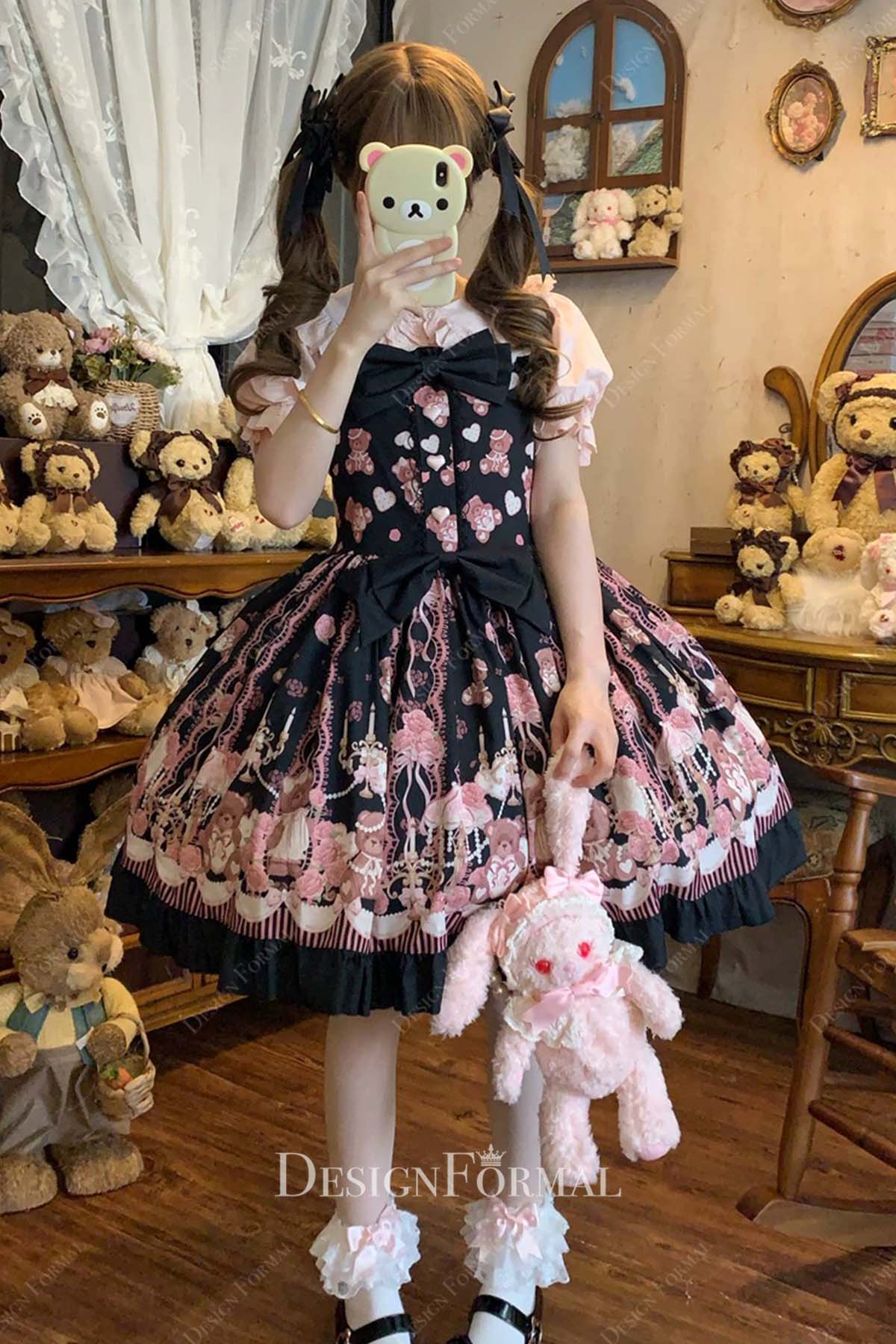 two tone puffy short lolita dress