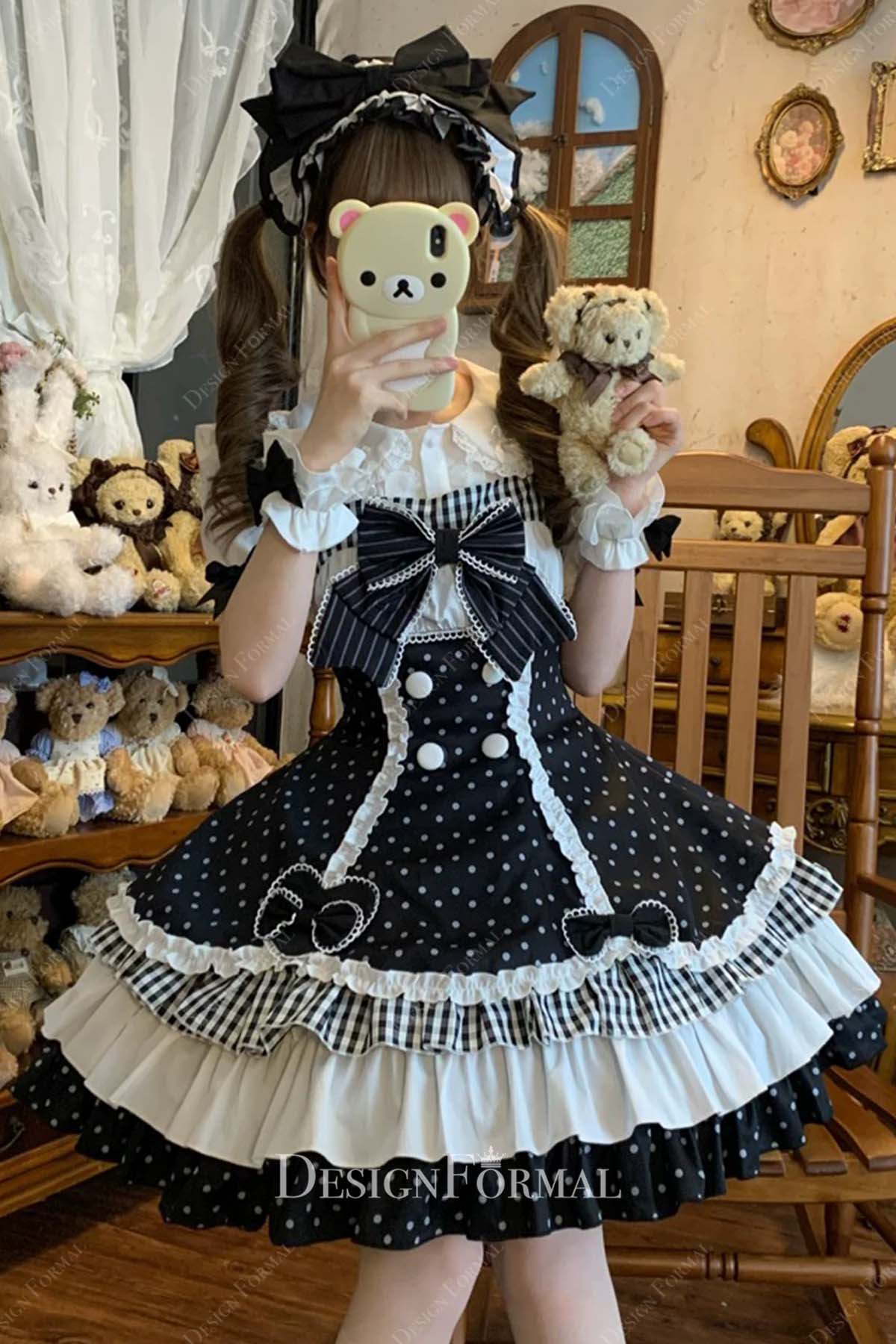 two-tone sleeves puffy a line lolita dress
