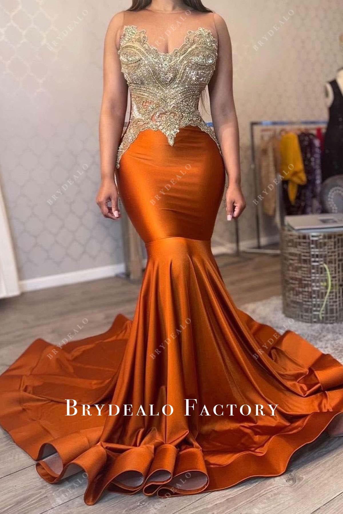 two tone sleeveless mermaid prom dress