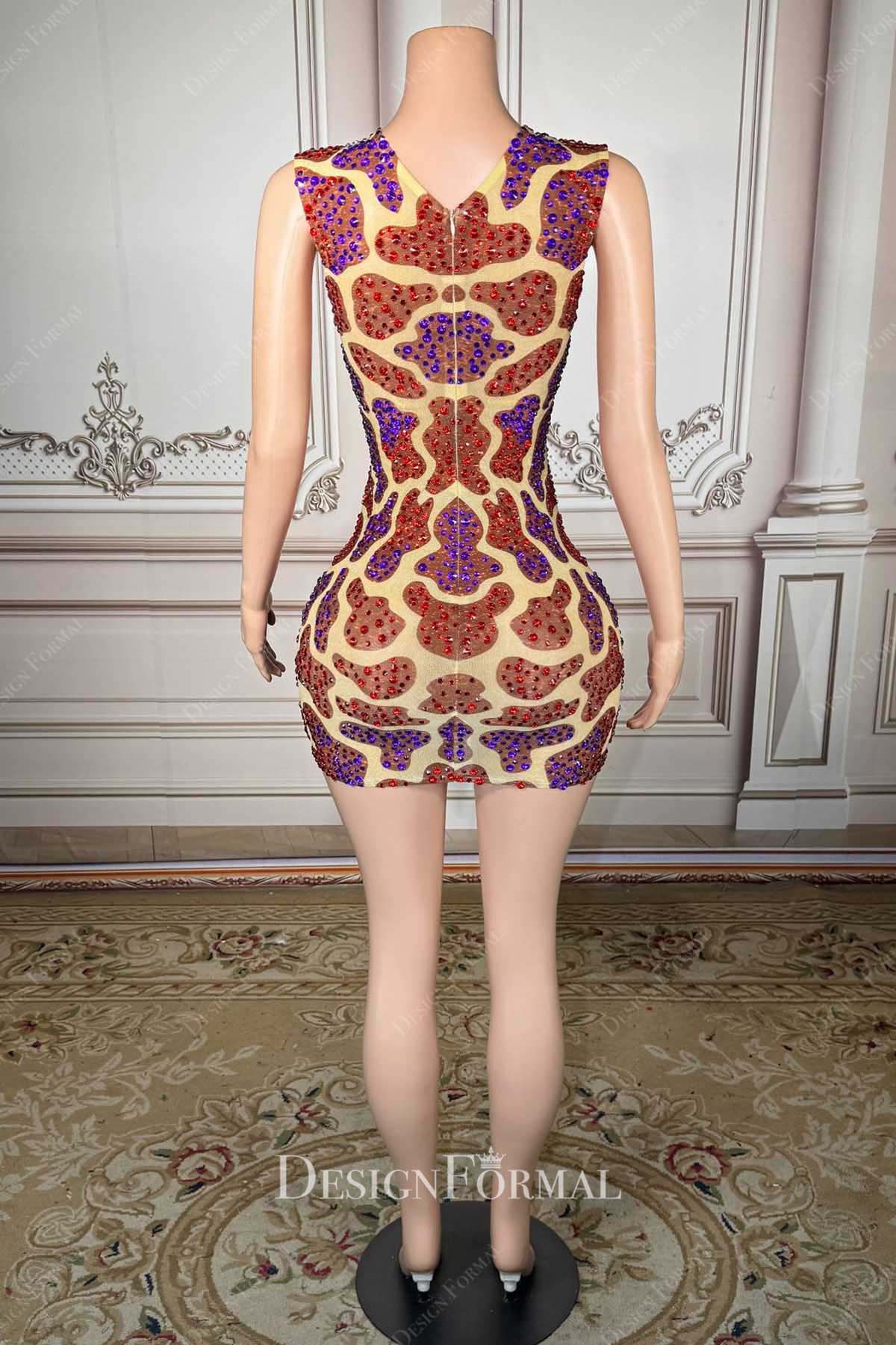 two tone v back prom dress