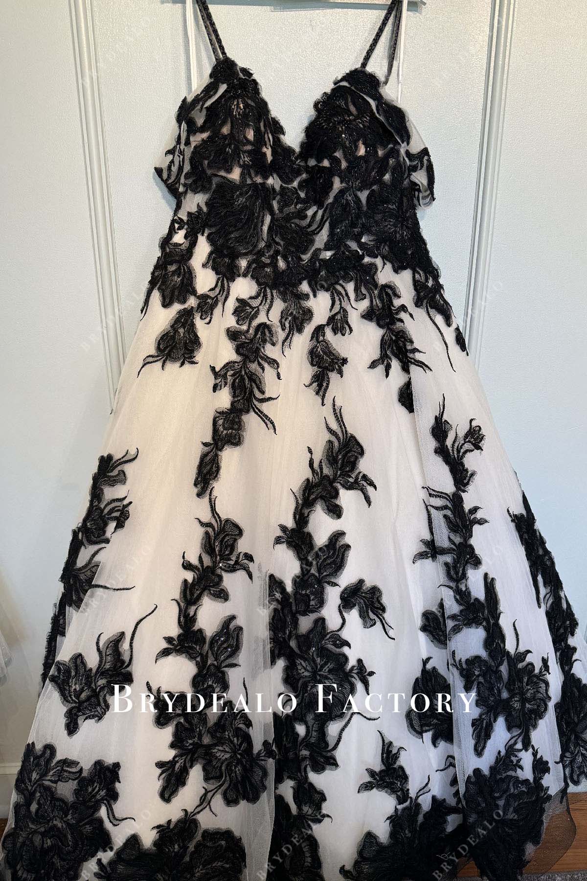 v neck goth wedding dress