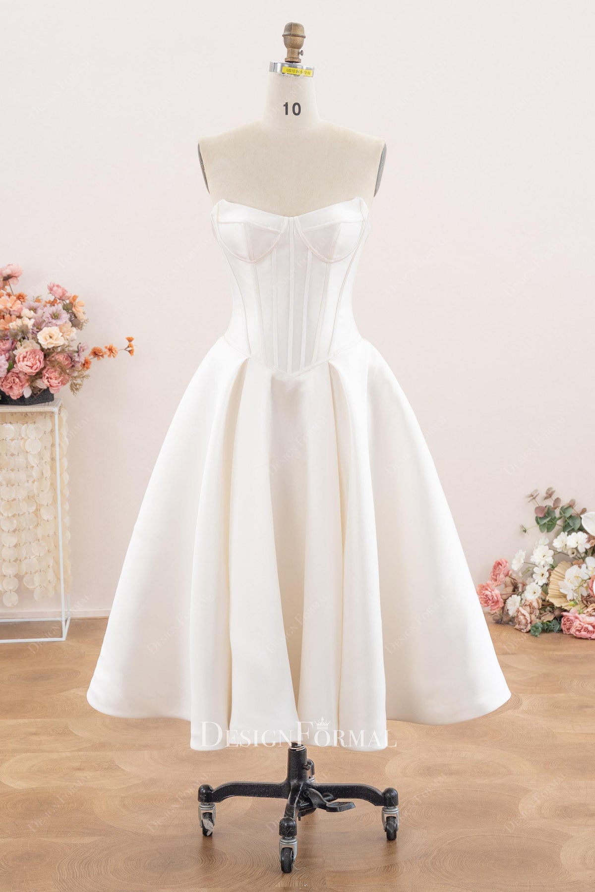 v neck Mikado wedding dress