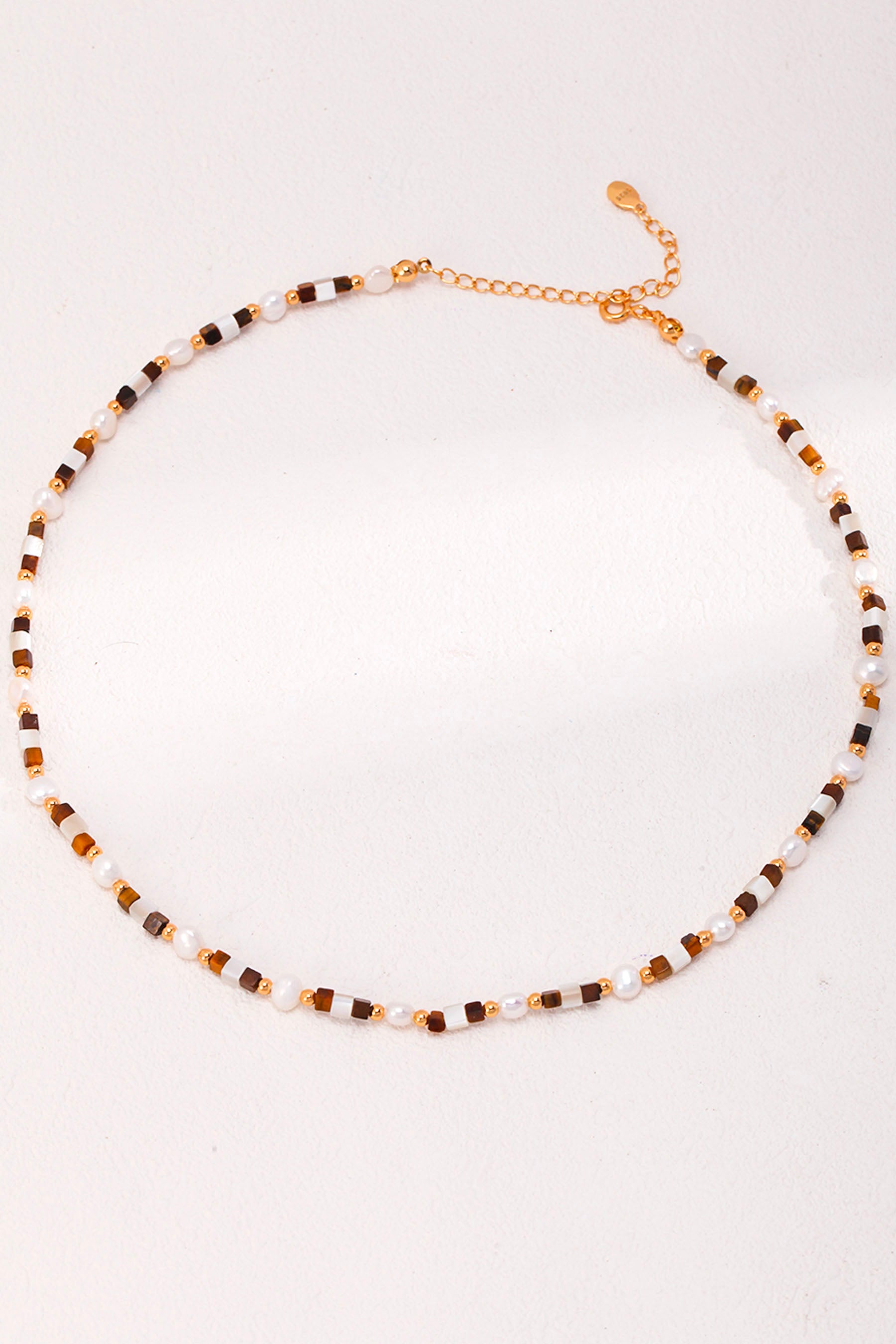 vintage pearls tiger eye gem stone