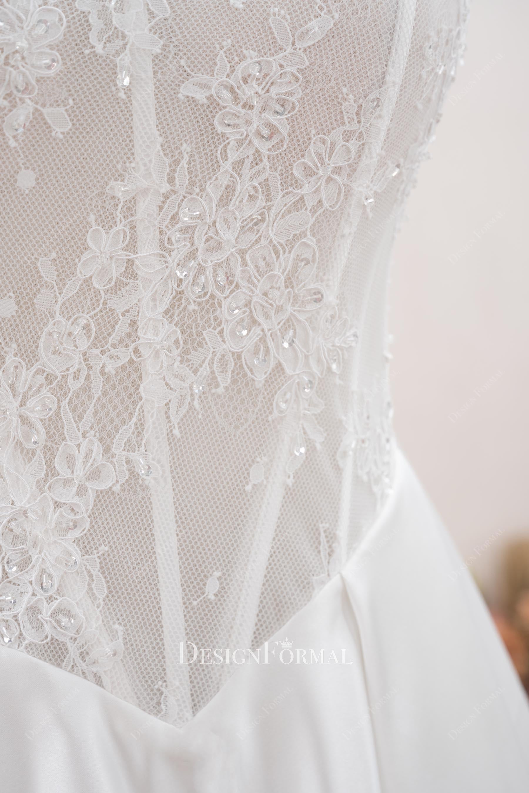 visible boning lace bridal dress