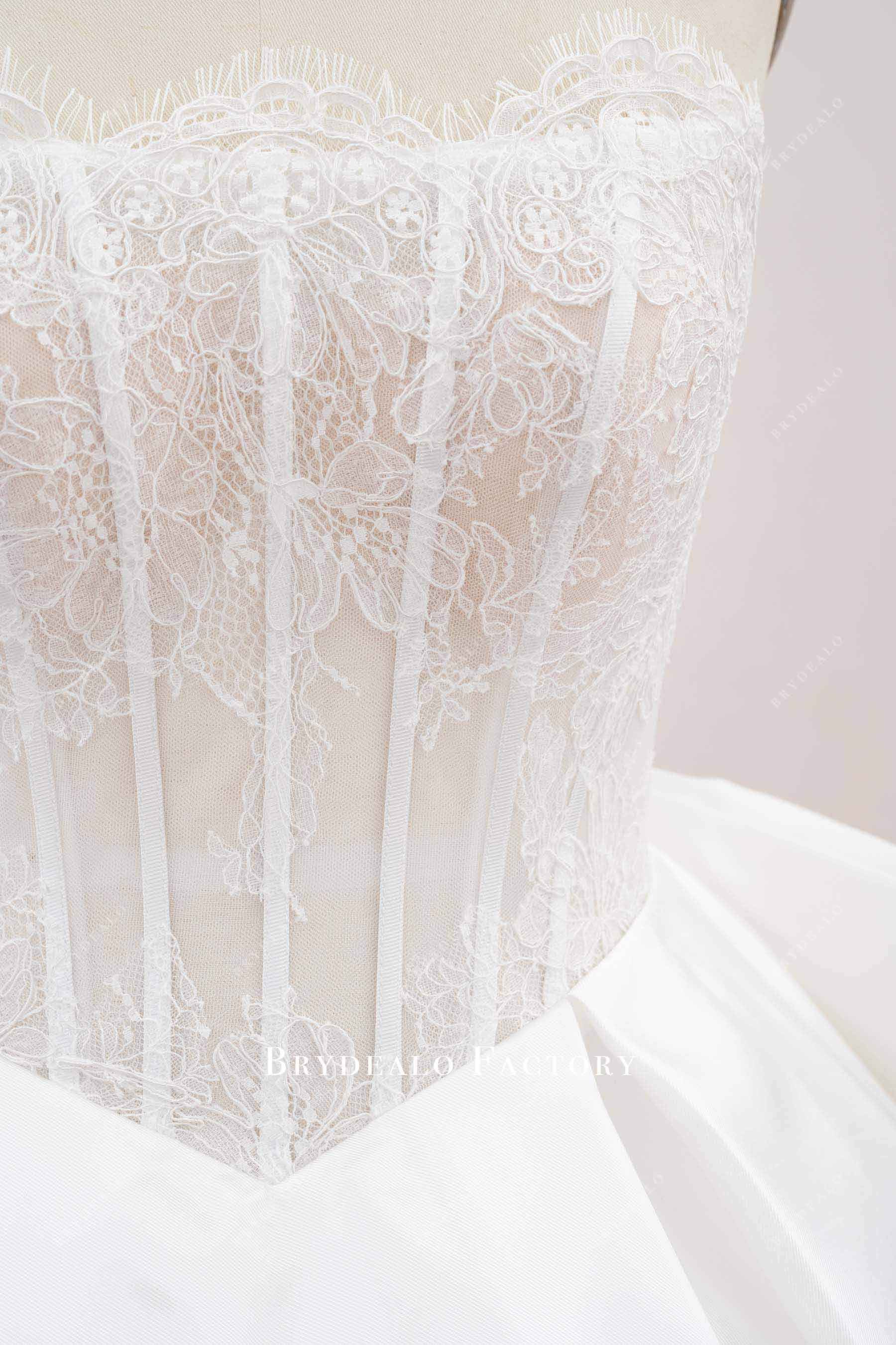 visible boning lace corset bridal gown