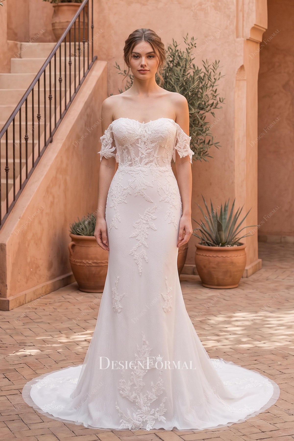visible boning lace wedding dress